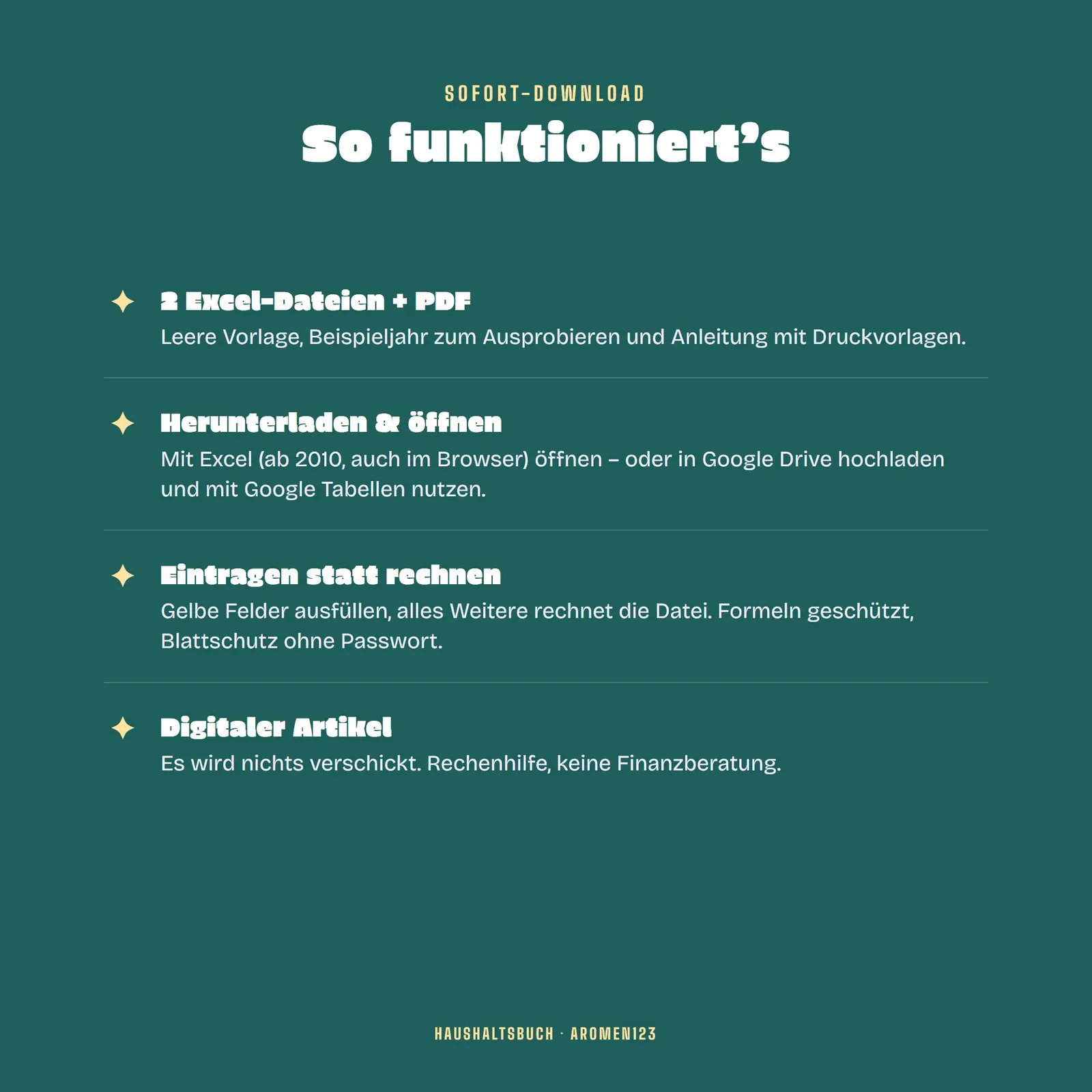 Haushaltsbuch Excel-Vorlage mit Monatsbudget und Sparzielen Haushaltsbuch Excel-Vorlage mit Monatsbudget und Sparzielen – Blick in die Tabelle 4