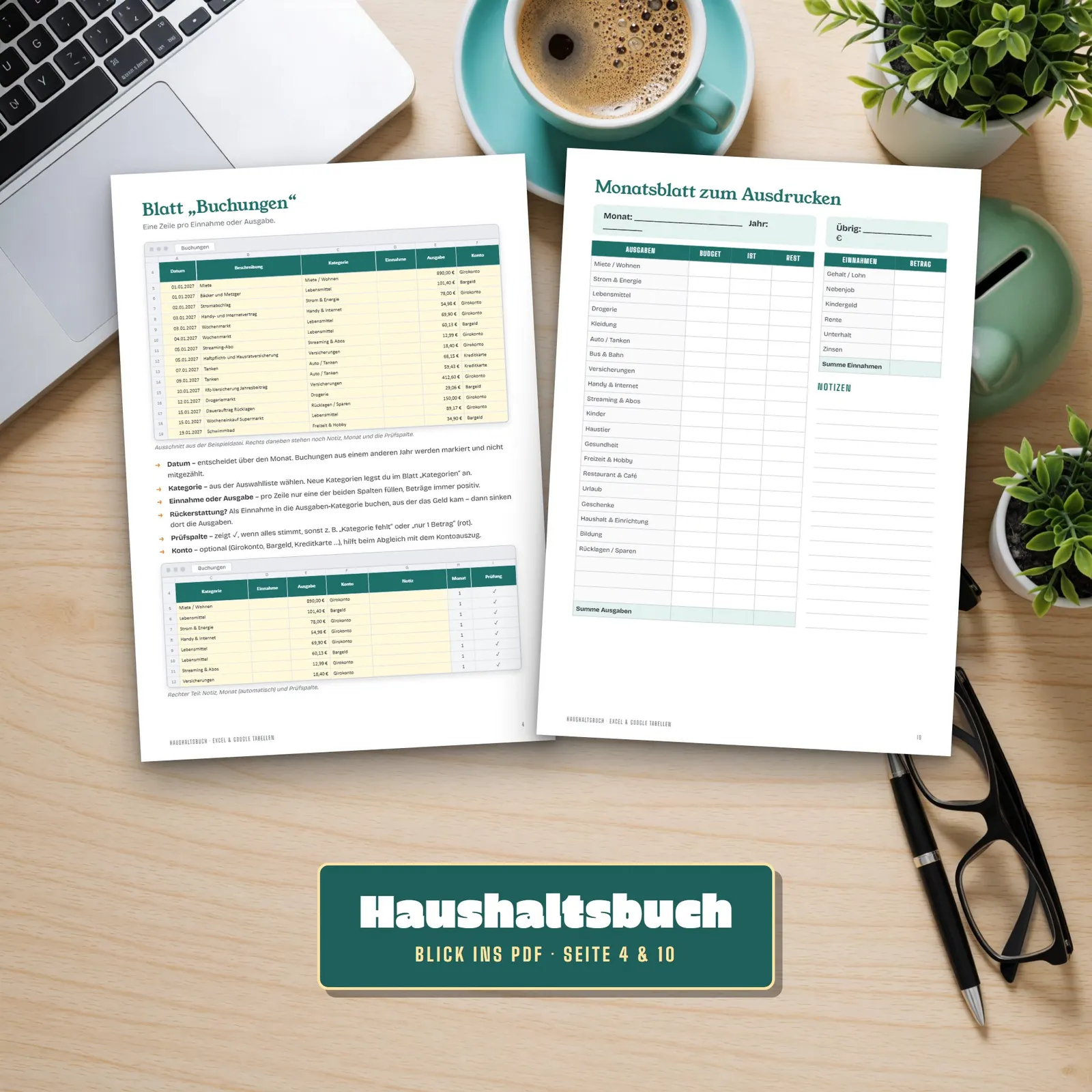 Haushaltsbuch Excel-Vorlage mit Monatsbudget und Sparzielen Haushaltsbuch Excel-Vorlage mit Monatsbudget und Sparzielen – Blick in die Tabelle 3