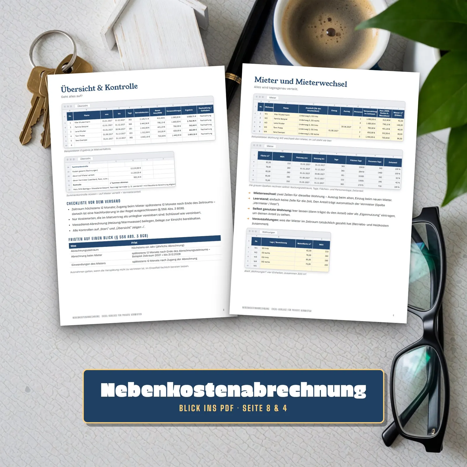 Nebenkostenabrechnung Excel-Vorlage für private Vermieter Nebenkostenabrechnung Excel-Vorlage für private Vermieter – Blick in die Tabelle 3