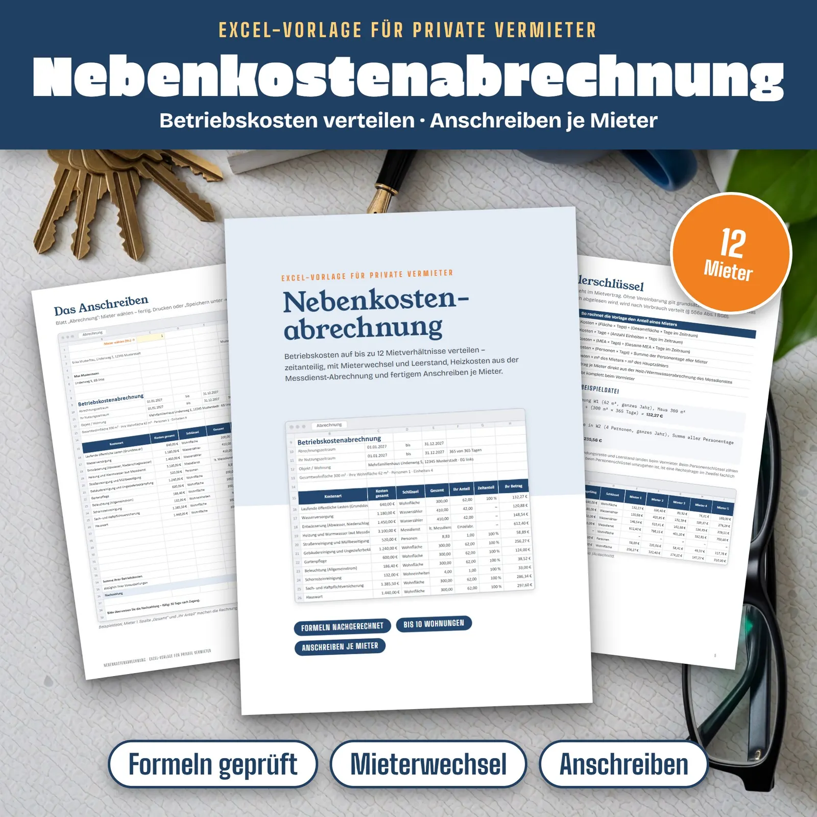 Nebenkostenabrechnung Excel-Vorlage für private Vermieter – Titelbild