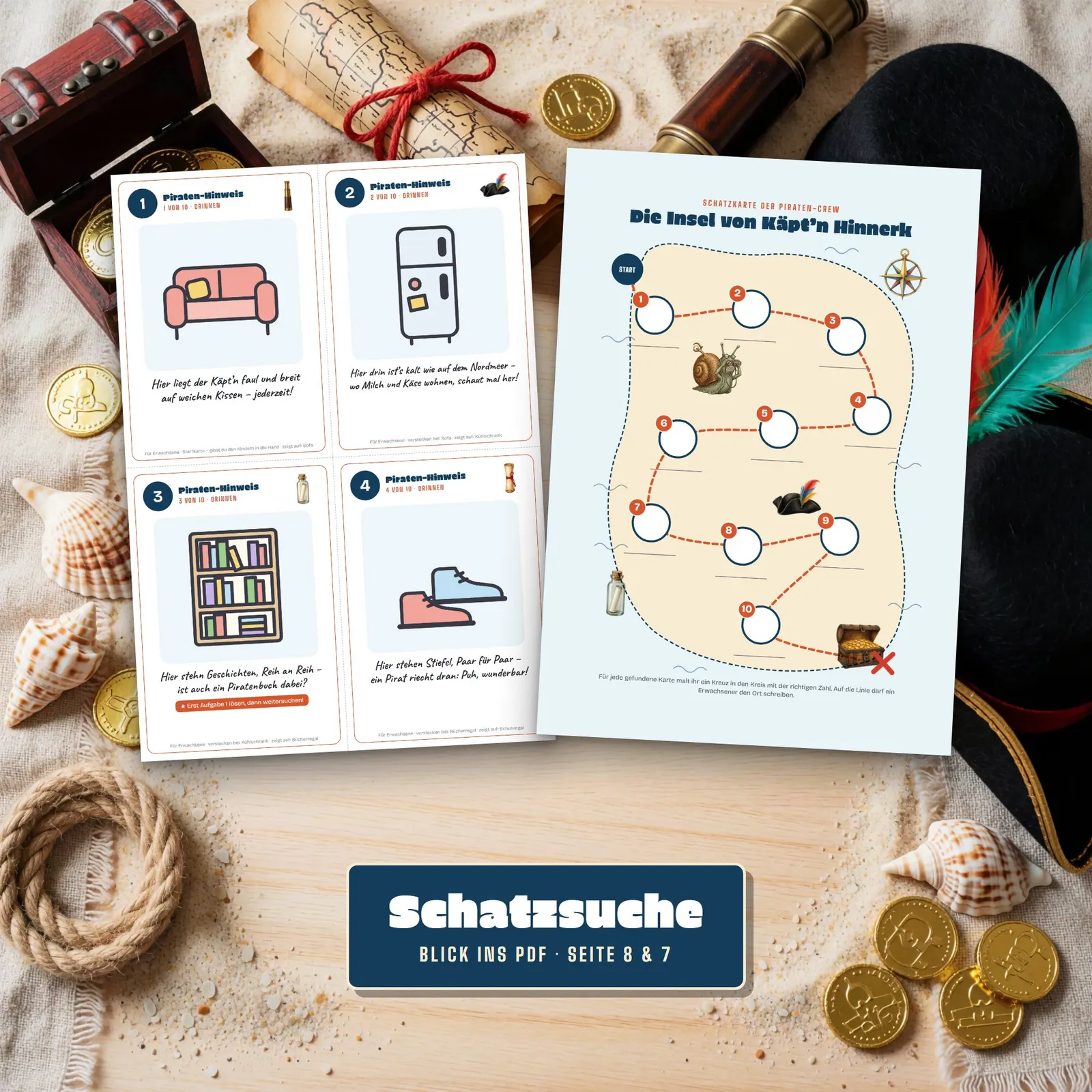 Piraten-Schatzsuche zum Ausdrucken – Der Schatz von Käpt’n Hinnerk – Einblick 2