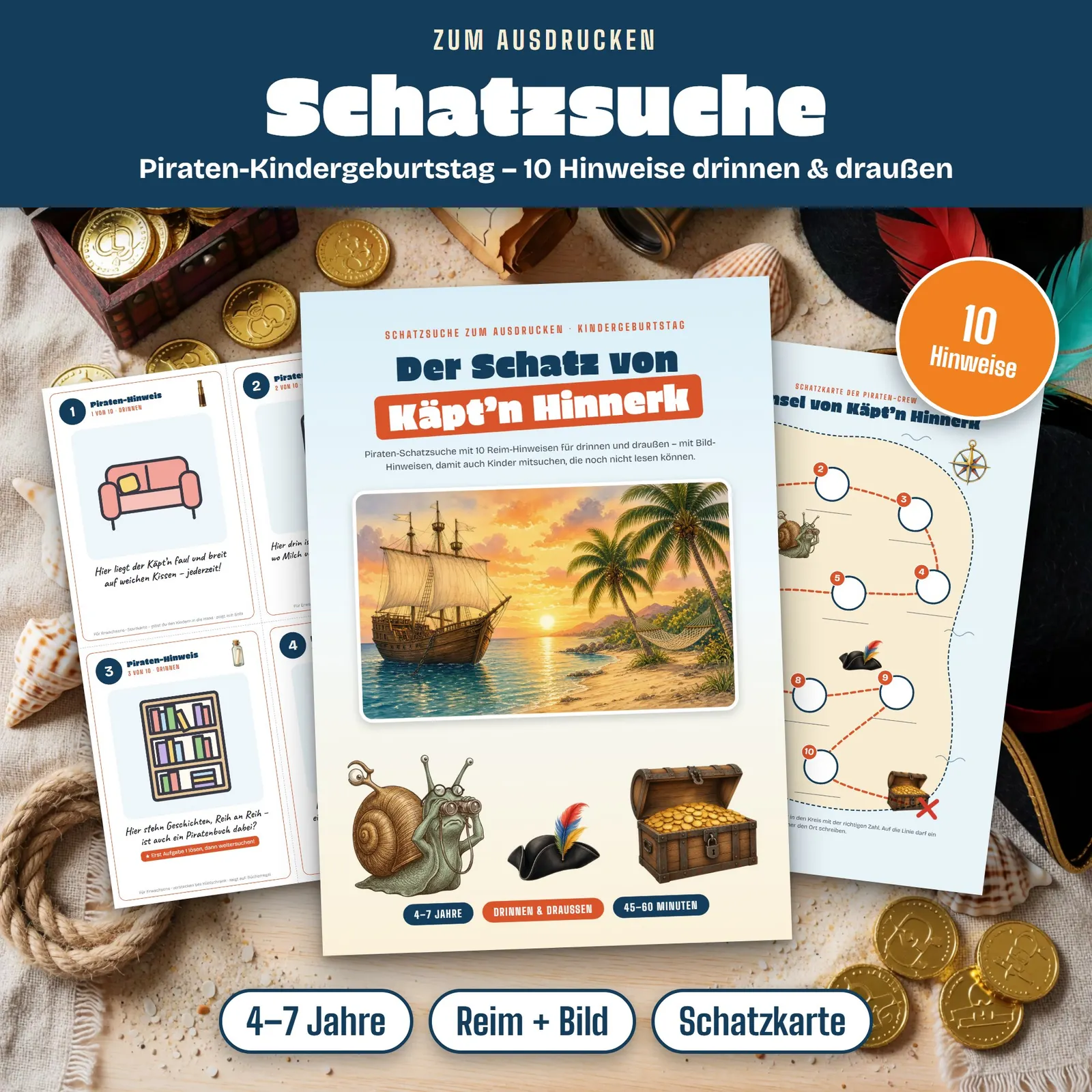 Piraten-Schatzsuche zum Ausdrucken – Der Schatz von Käpt’n Hinnerk – Titelbild