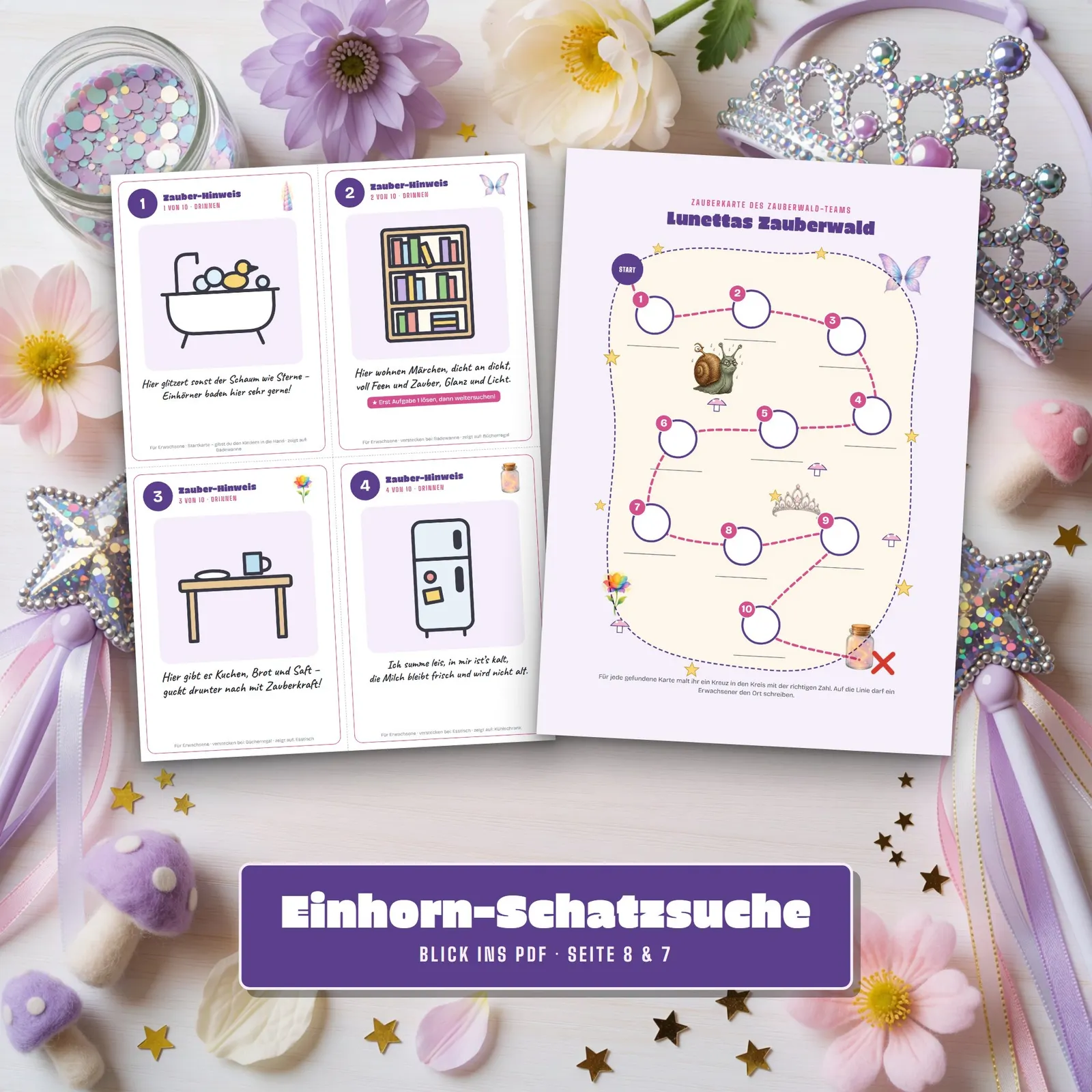 Einhorn-Schatzsuche zum Ausdrucken – Lunettas Zauberwald Einhorn-Schatzsuche zum Ausdrucken – Lunettas Zauberwald – Einblick 2