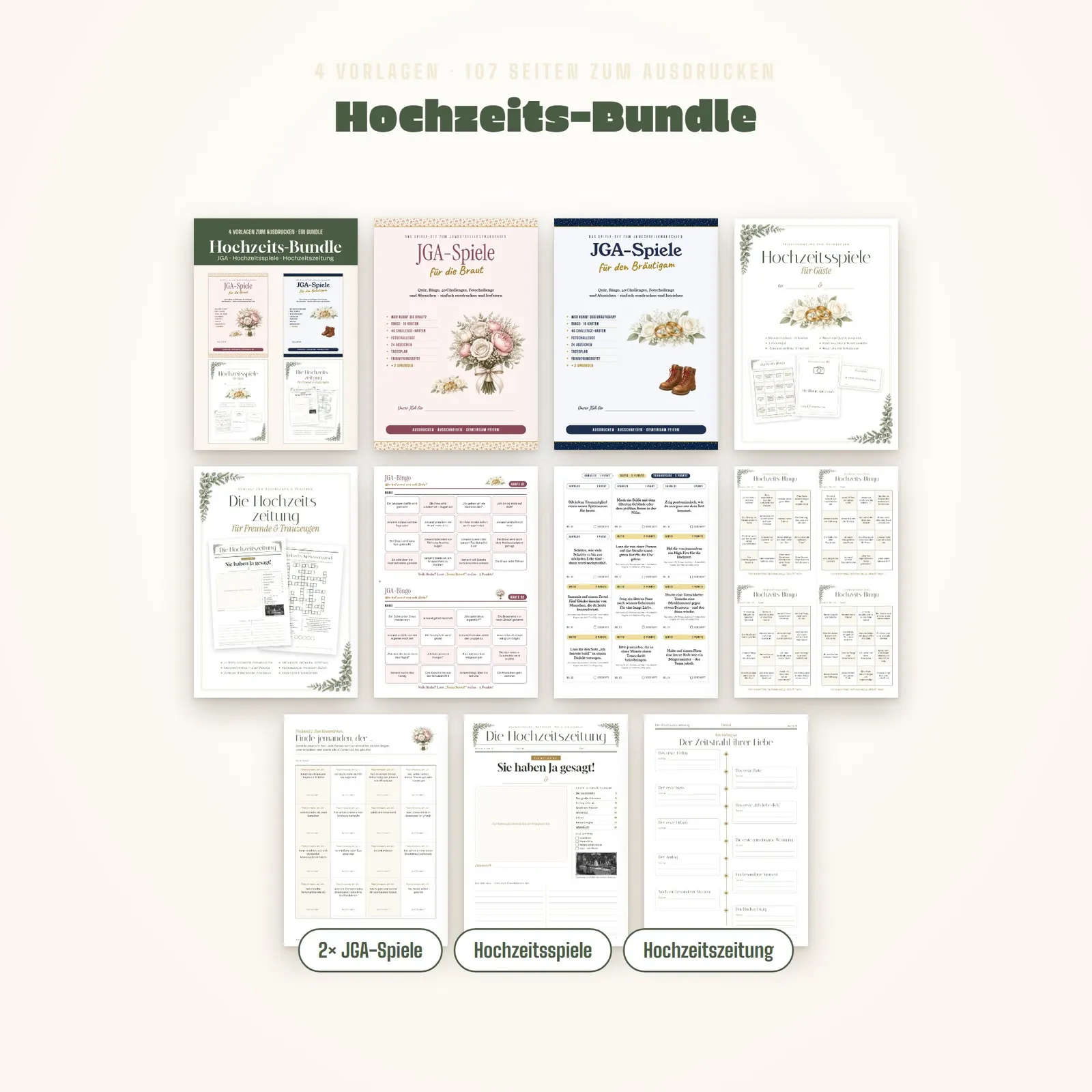 Hochzeits-Bundle – JGA-Spiele, Hochzeitsspiele und Hochzeitszeitung – Einblick 1