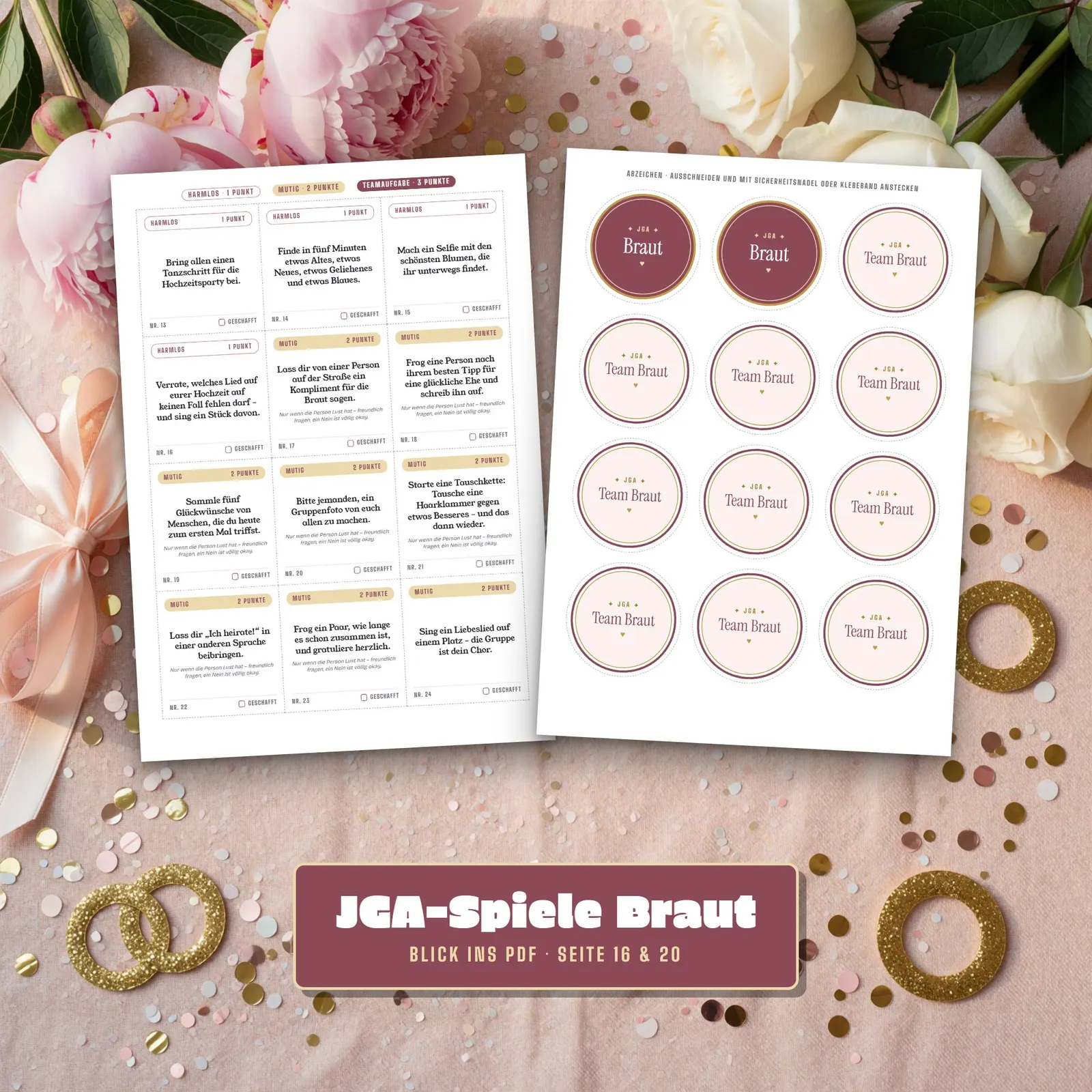 Junggesellinnenabschied-Spiele zum Ausdrucken – JGA-Set für die Braut Junggesellinnenabschied-Spiele zum Ausdrucken – JGA-Set für die Braut – Einblick 3