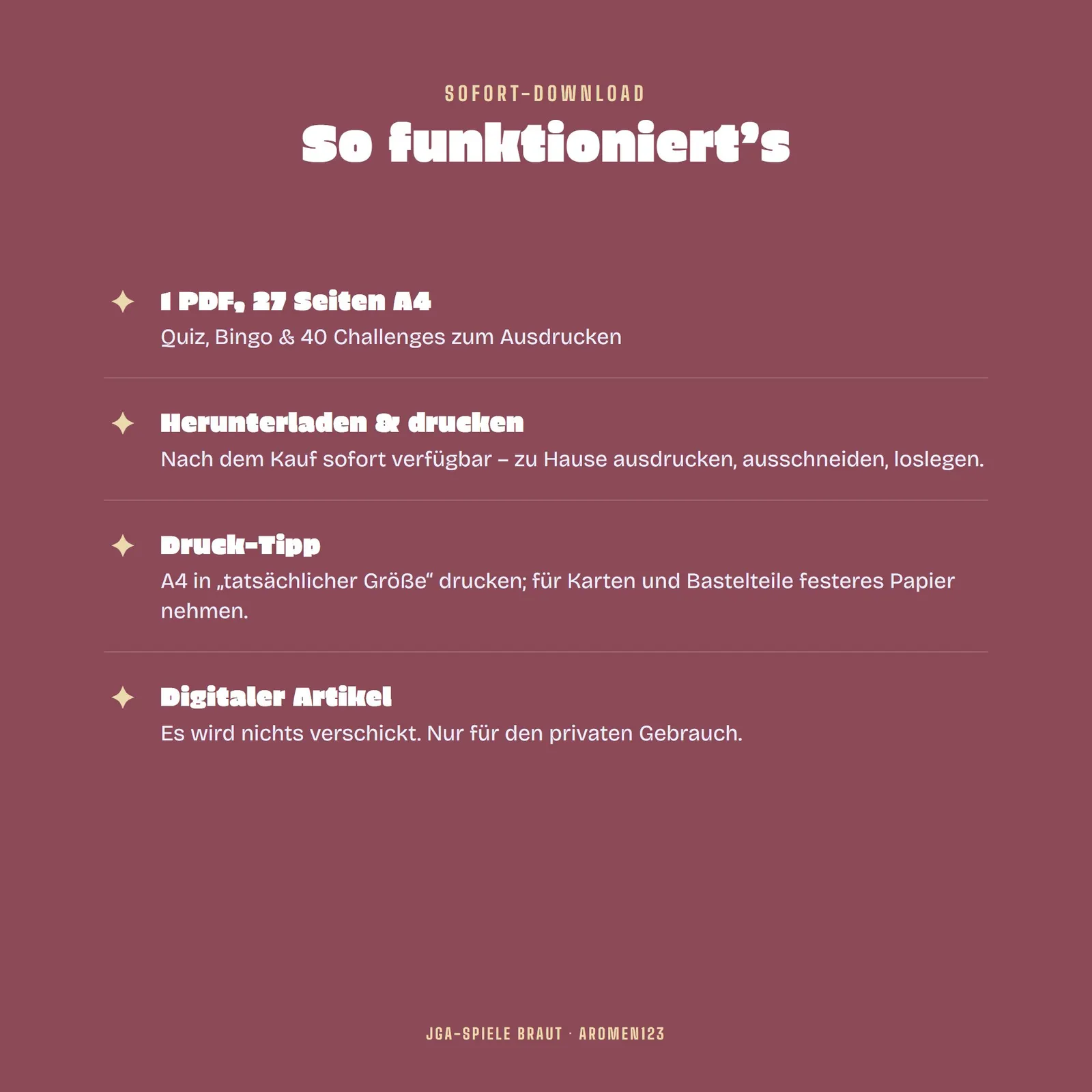 Junggesellinnenabschied-Spiele zum Ausdrucken – JGA-Set für die Braut Junggesellinnenabschied-Spiele zum Ausdrucken – JGA-Set für die Braut – Einblick 4