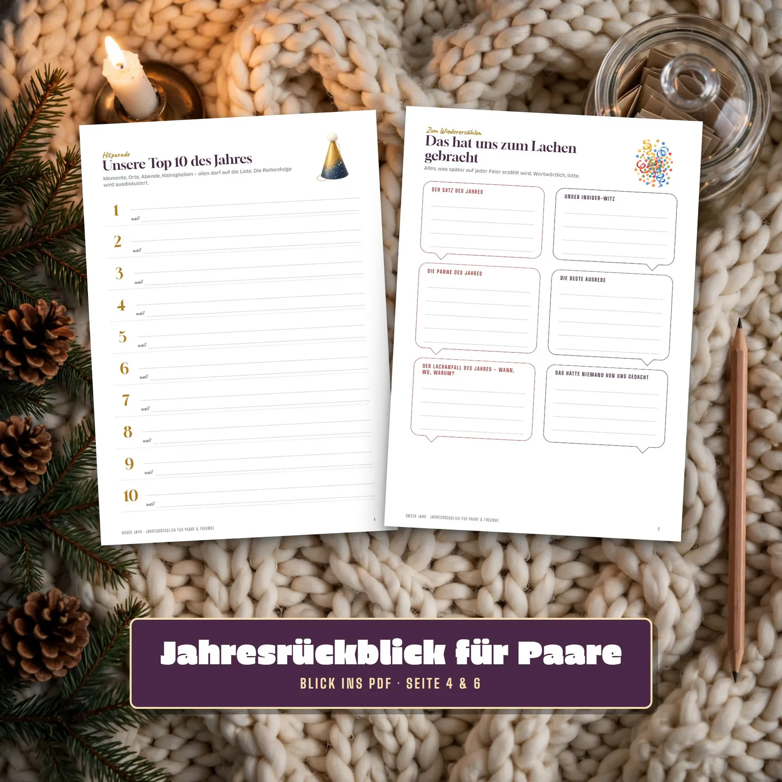 Jahresrückblick für Paare zum Ausfüllen – Unser Jahr – Einblick 3