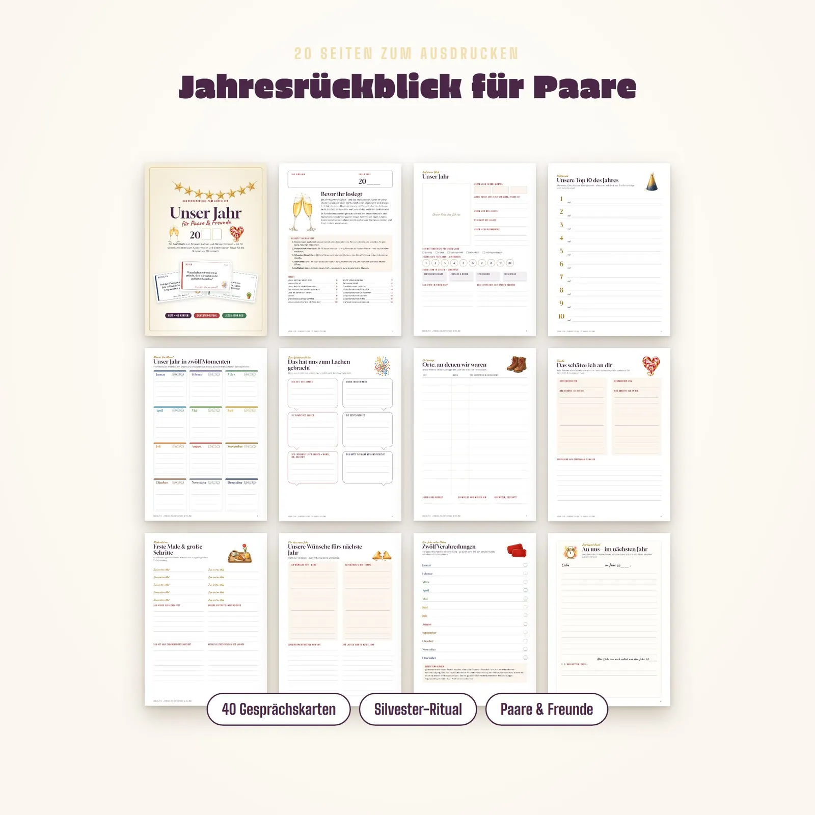Jahresrückblick für Paare zum Ausfüllen – Unser Jahr – Einblick 1