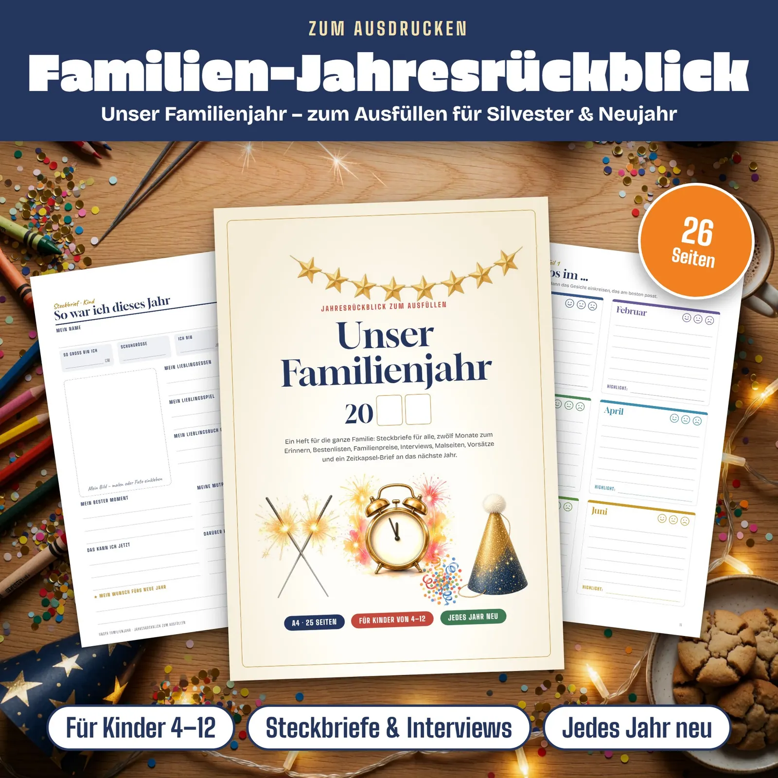 Familien-Jahresrückblick zum Ausfüllen – Unser Familienjahr – Titelbild