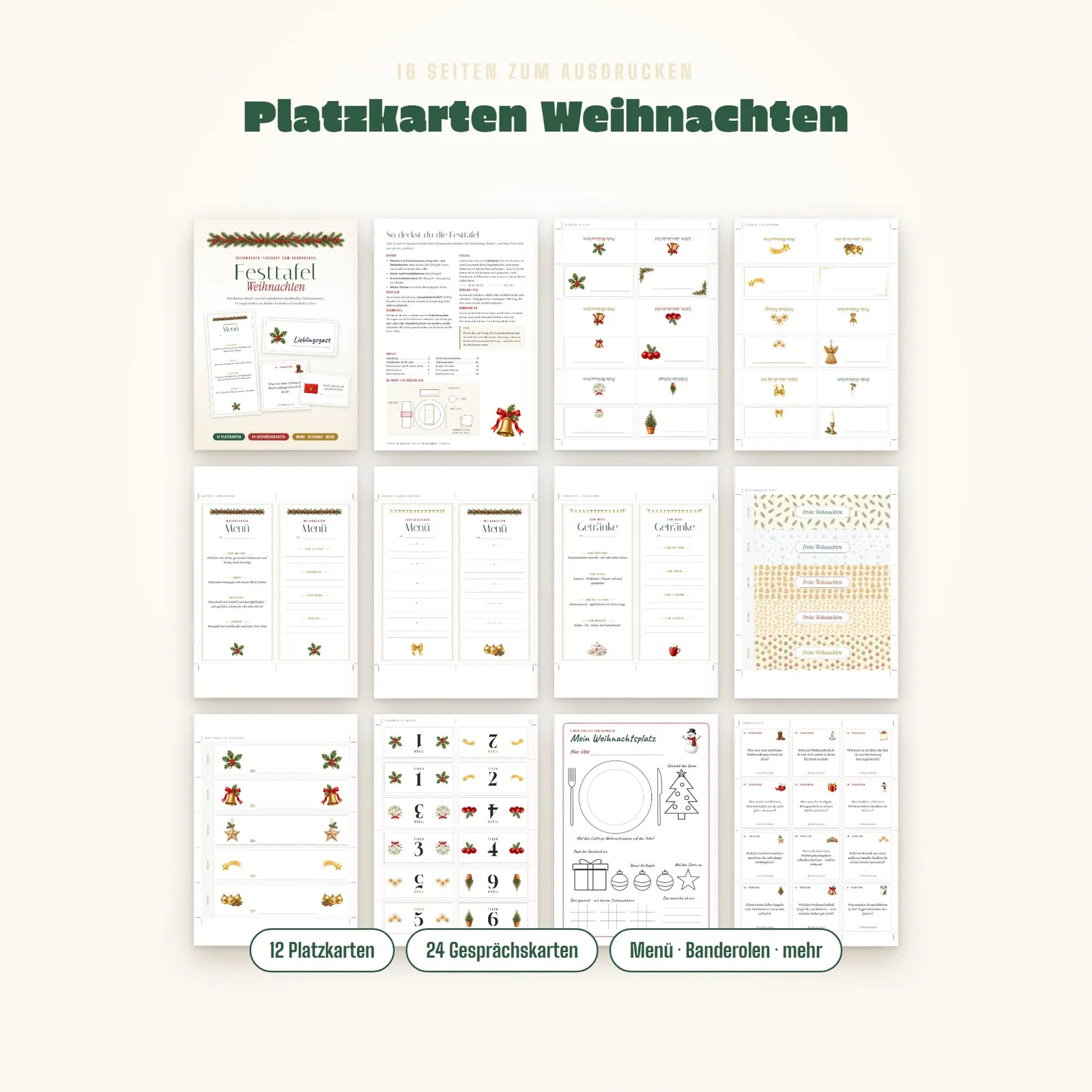 Weihnachtliche Tischdeko zum Ausdrucken – Festtafel Weihnachten Weihnachtliche Tischdeko zum Ausdrucken – Festtafel Weihnachten – Einblick 1