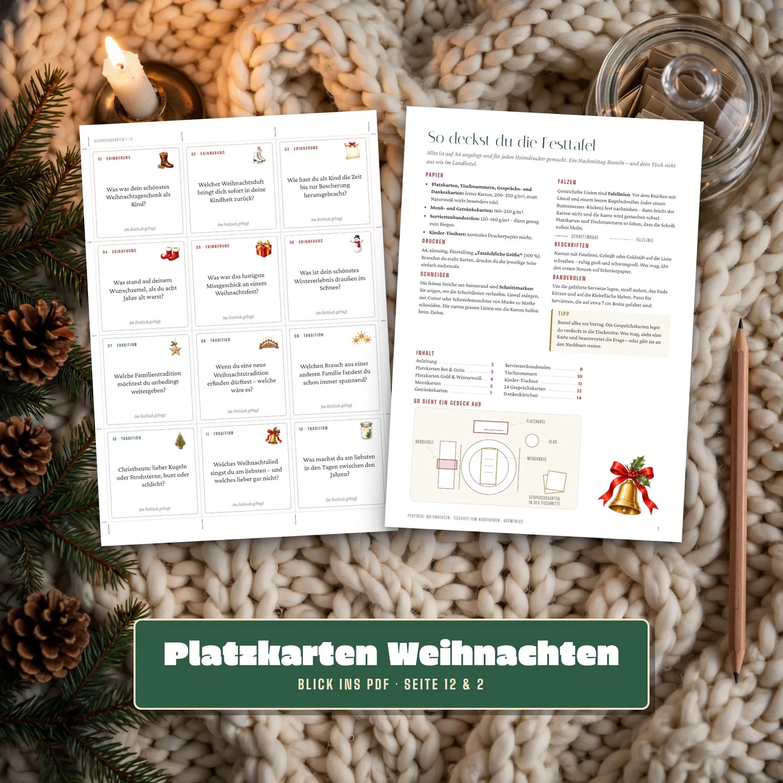 Weihnachtliche Tischdeko zum Ausdrucken – Festtafel Weihnachten Weihnachtliche Tischdeko zum Ausdrucken – Festtafel Weihnachten – Einblick 3