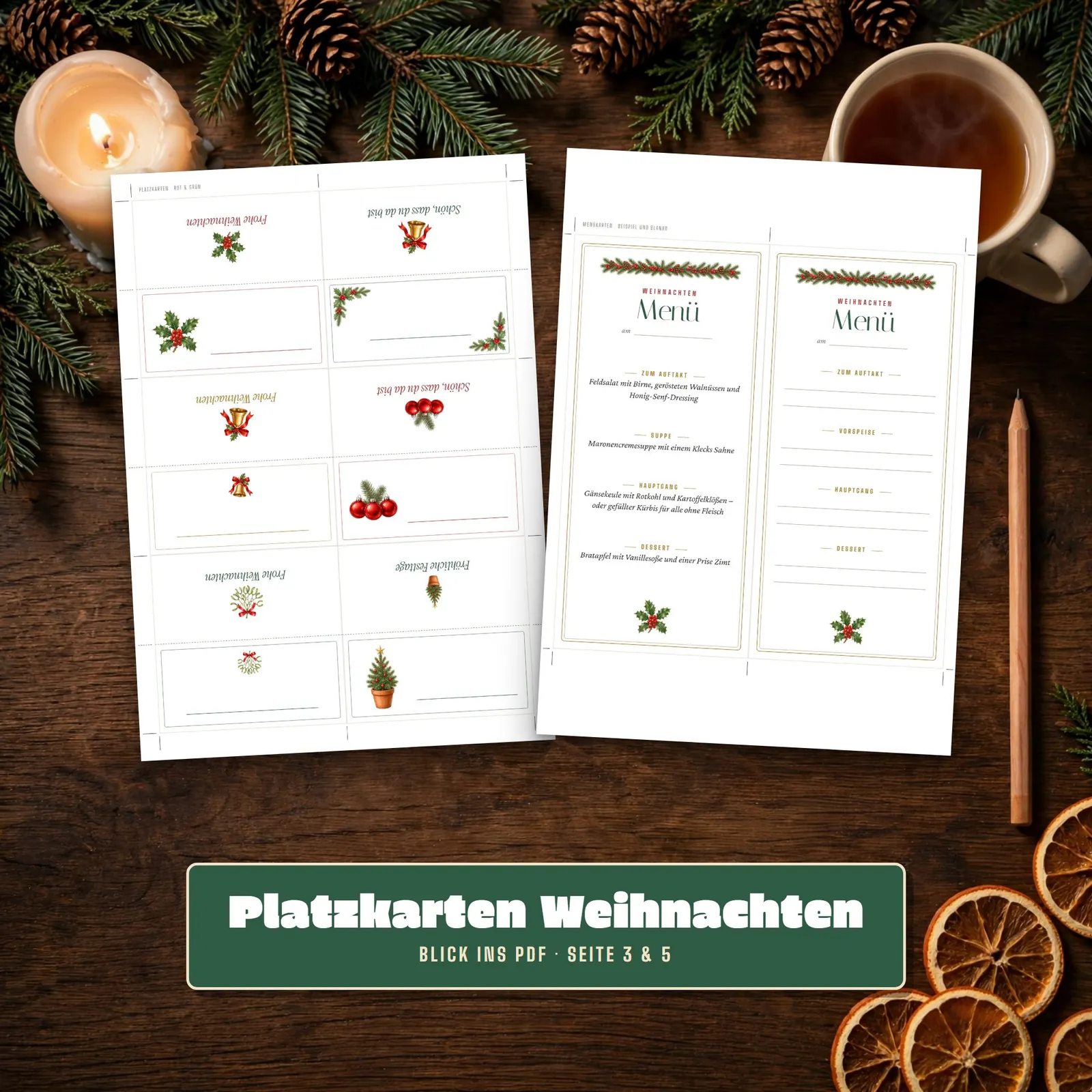 Weihnachtliche Tischdeko zum Ausdrucken – Festtafel Weihnachten Weihnachtliche Tischdeko zum Ausdrucken – Festtafel Weihnachten – Einblick 2
