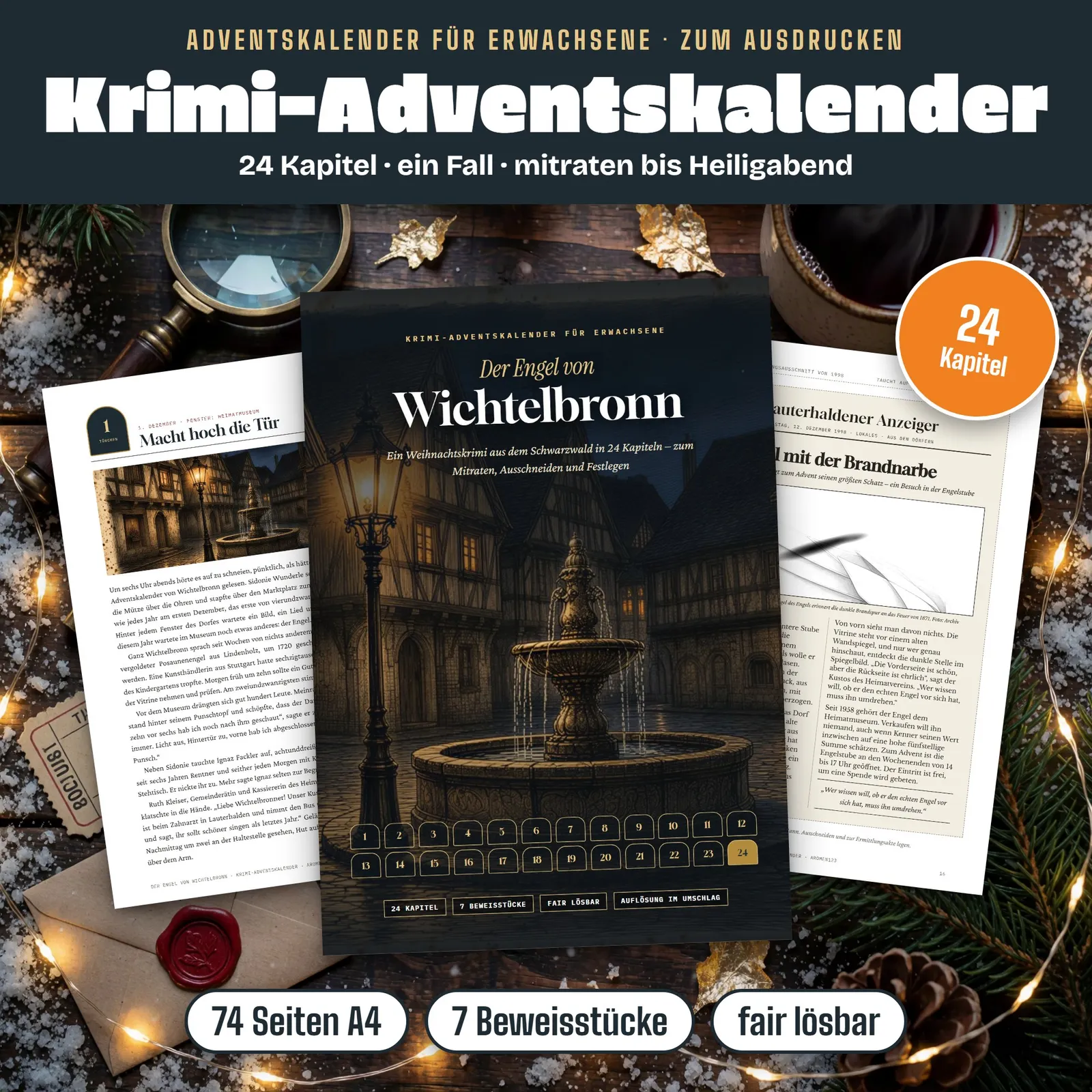 Krimi-Adventskalender für Erwachsene – Der Engel von Wichtelbronn – Titelbild