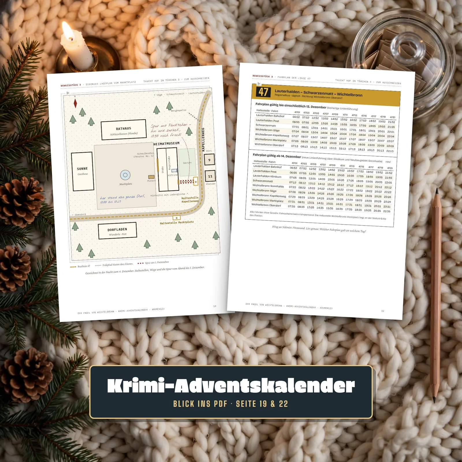 Krimi-Adventskalender für Erwachsene – Der Engel von Wichtelbronn – Einblick 3