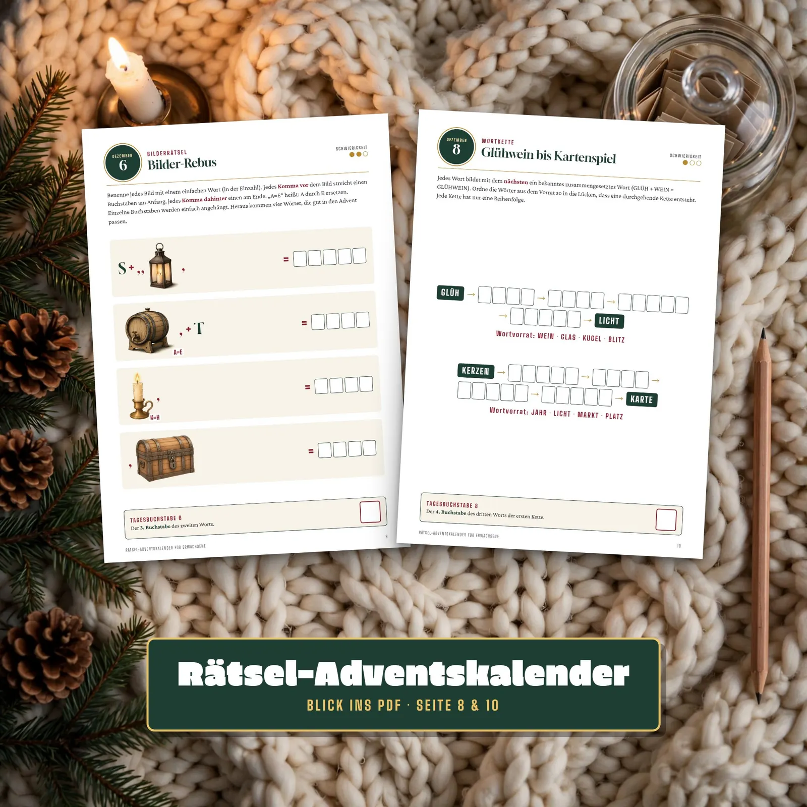 Rätsel-Adventskalender für Erwachsene – 24 Knobeleien – Einblick 3