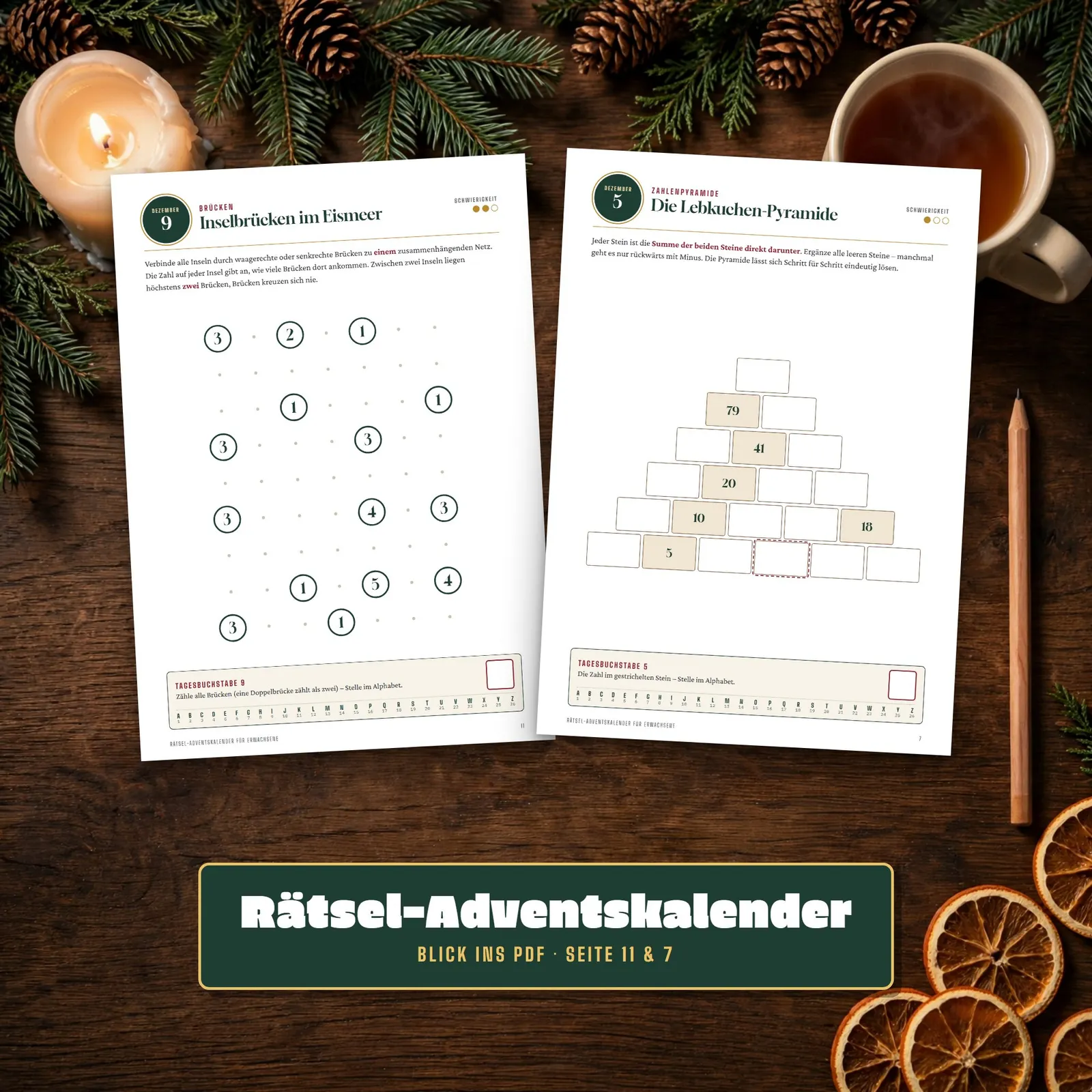 Rätsel-Adventskalender für Erwachsene – 24 Knobeleien – Einblick 2