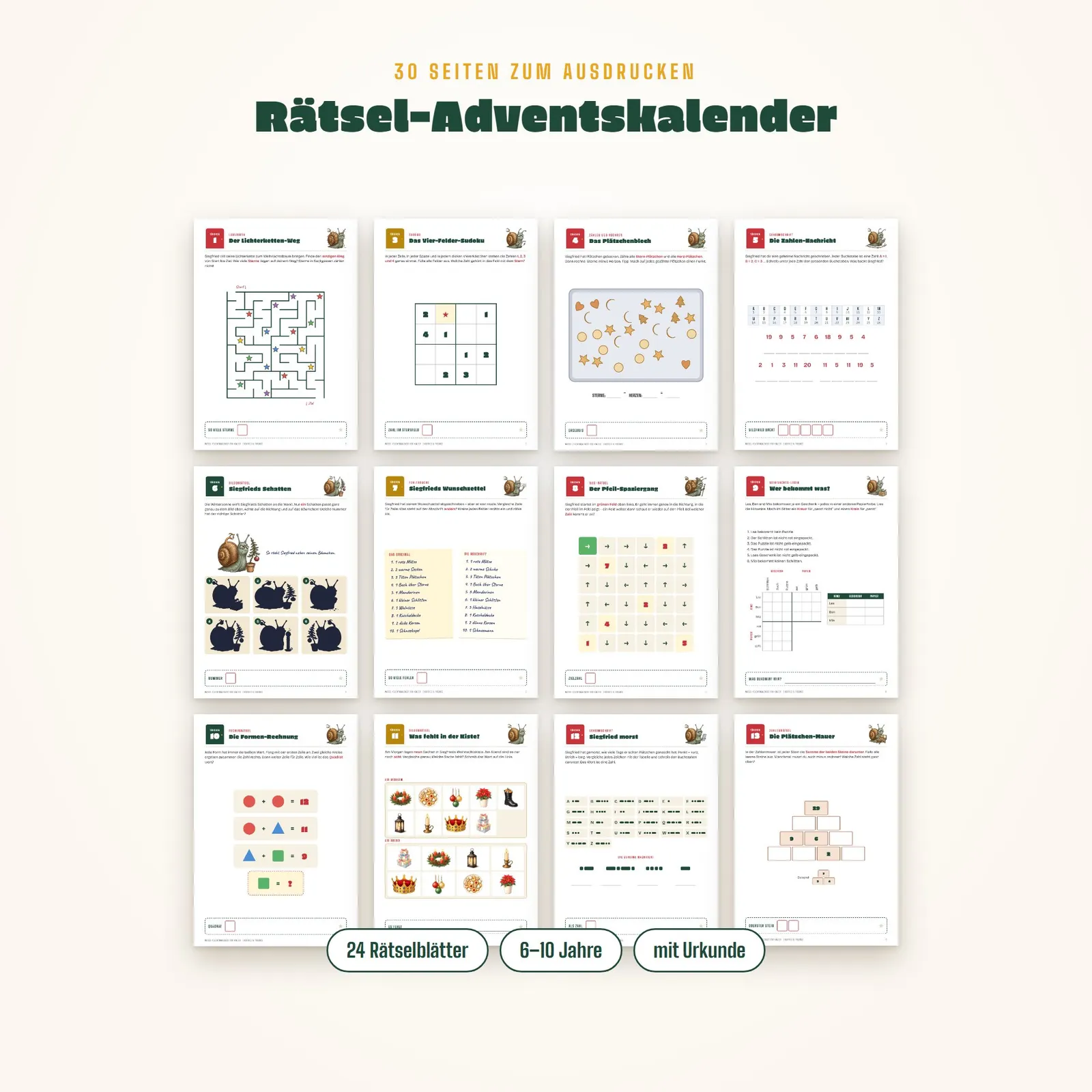 Rätsel-Adventskalender für Kinder – 24 Weihnachtsrätsel mit Siegfried Rätsel-Adventskalender für Kinder – 24 Weihnachtsrätsel mit Siegfried – Einblick 1