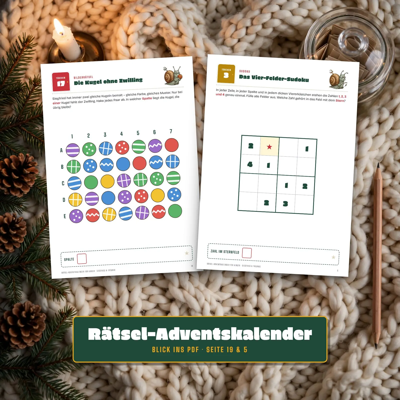 Rätsel-Adventskalender für Kinder – 24 Weihnachtsrätsel mit Siegfried Rätsel-Adventskalender für Kinder – 24 Weihnachtsrätsel mit Siegfried – Einblick 3