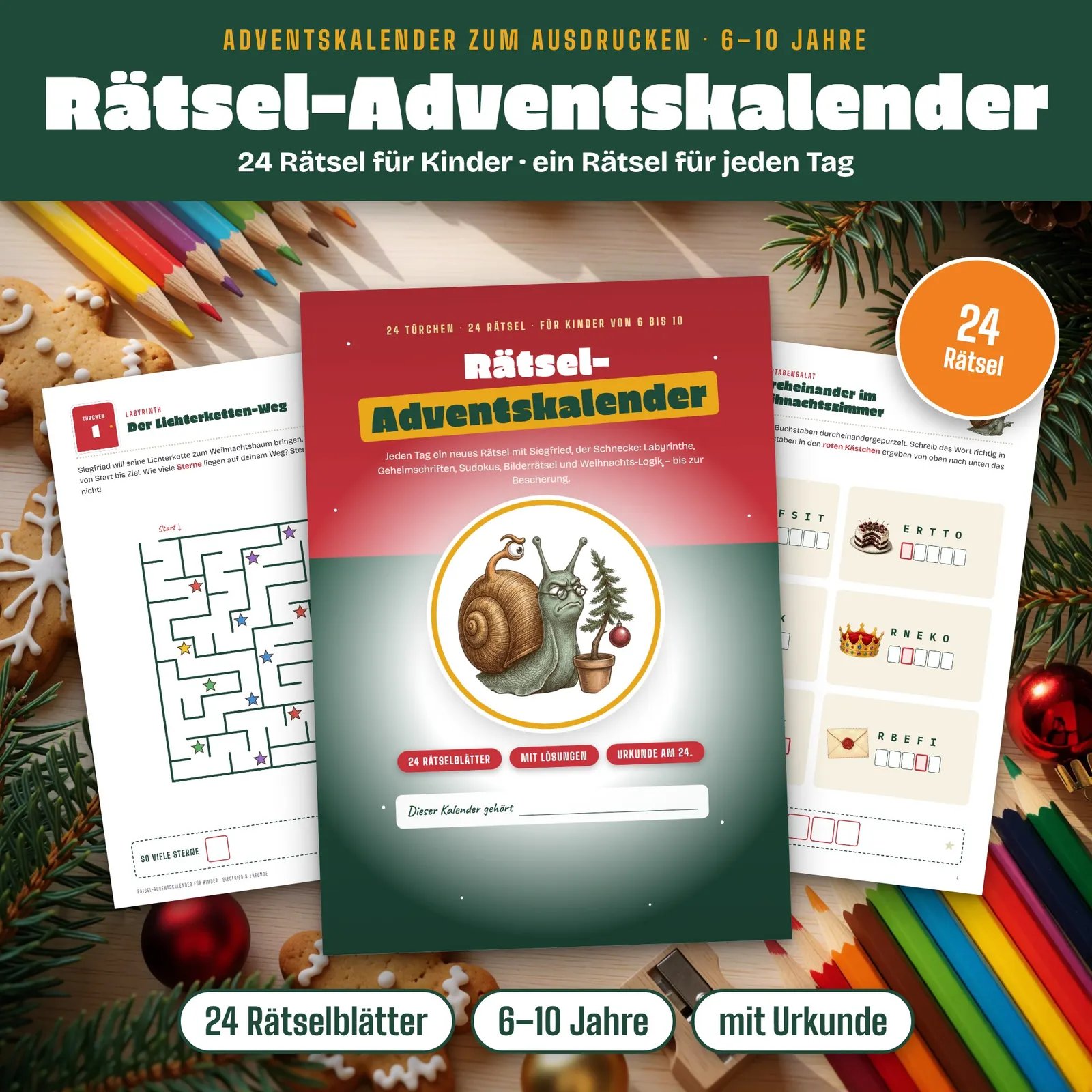 Rätsel-Adventskalender für Kinder – 24 Weihnachtsrätsel mit Siegfried Rätsel-Adventskalender für Kinder – 24 Weihnachtsrätsel mit Siegfried – Titelbild