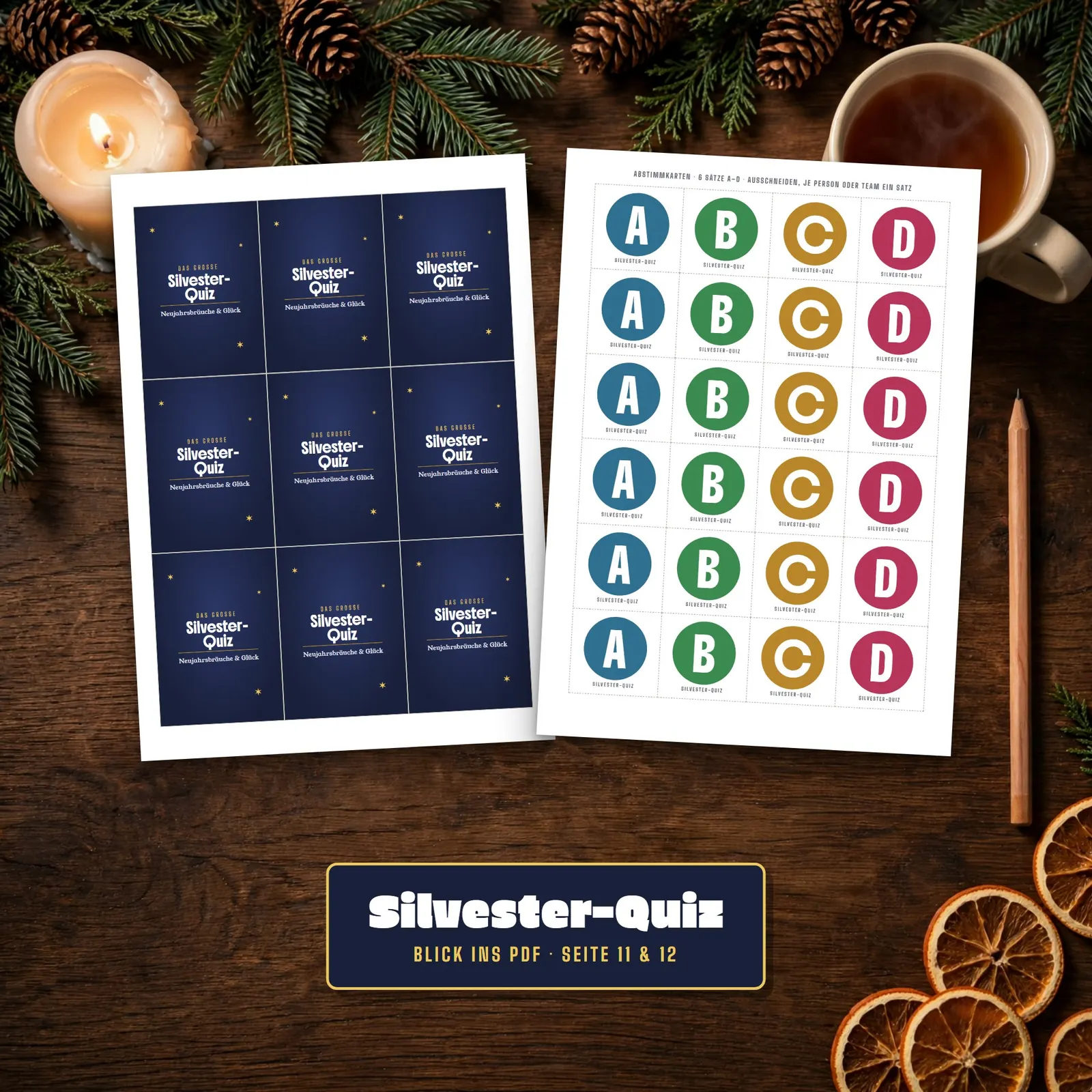 Silvester-Quiz zum Ausdrucken – 72 Quizkarten zu Neujahrsbräuchen – Einblick 2