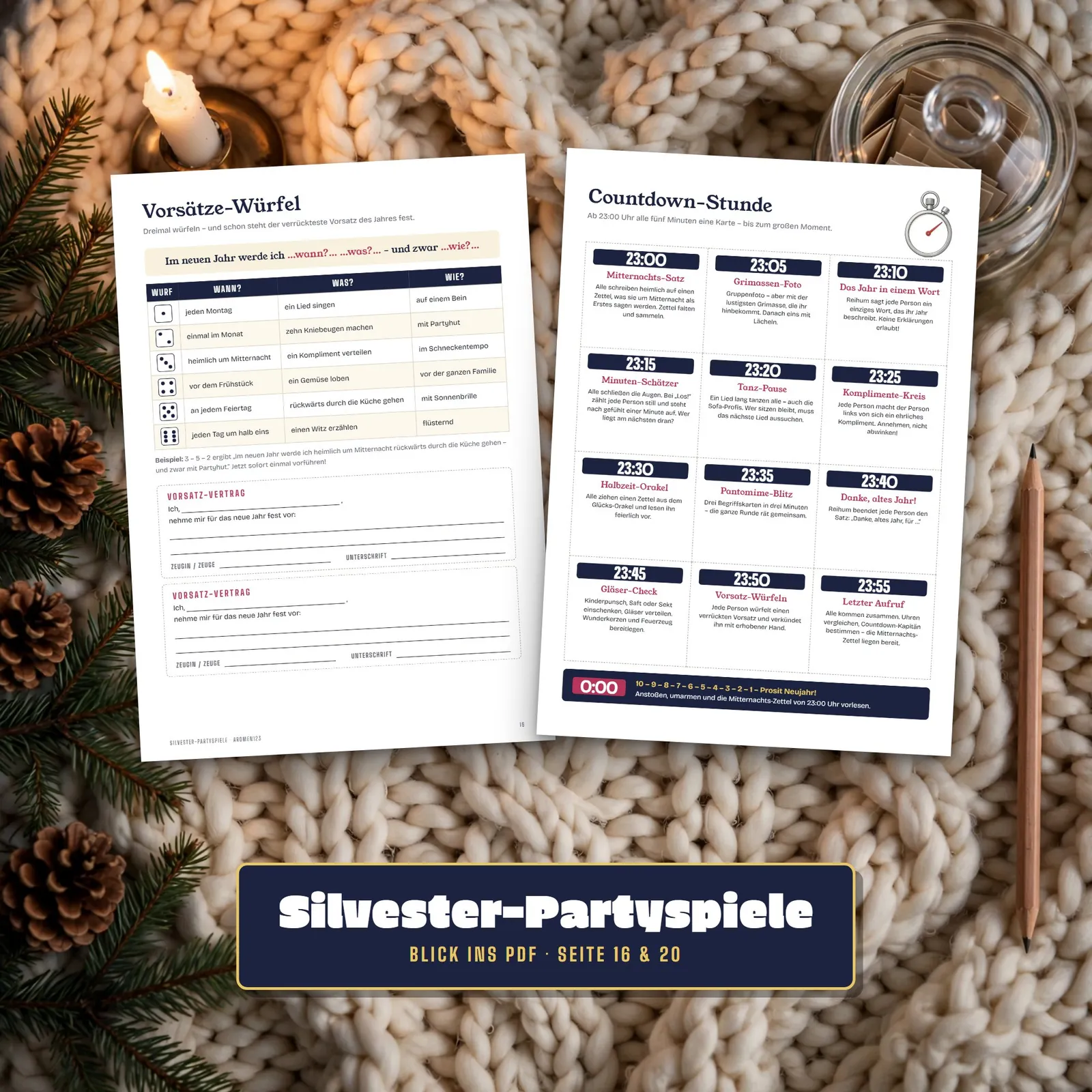 Silvester-Spiele zum Ausdrucken – Bis Mitternacht! Partyspiele-Set – Einblick 3