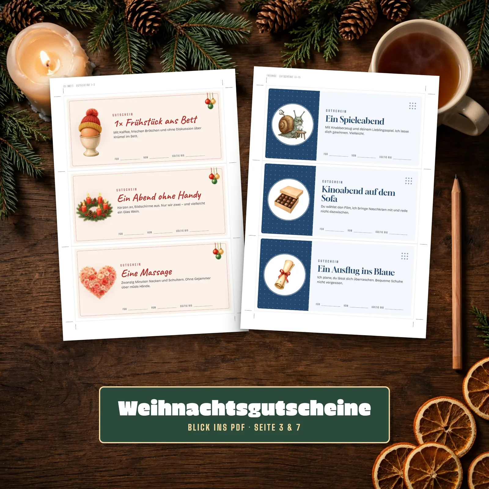 Weihnachtsgutscheine zum Ausdrucken – Zeit schenken – Einblick 2