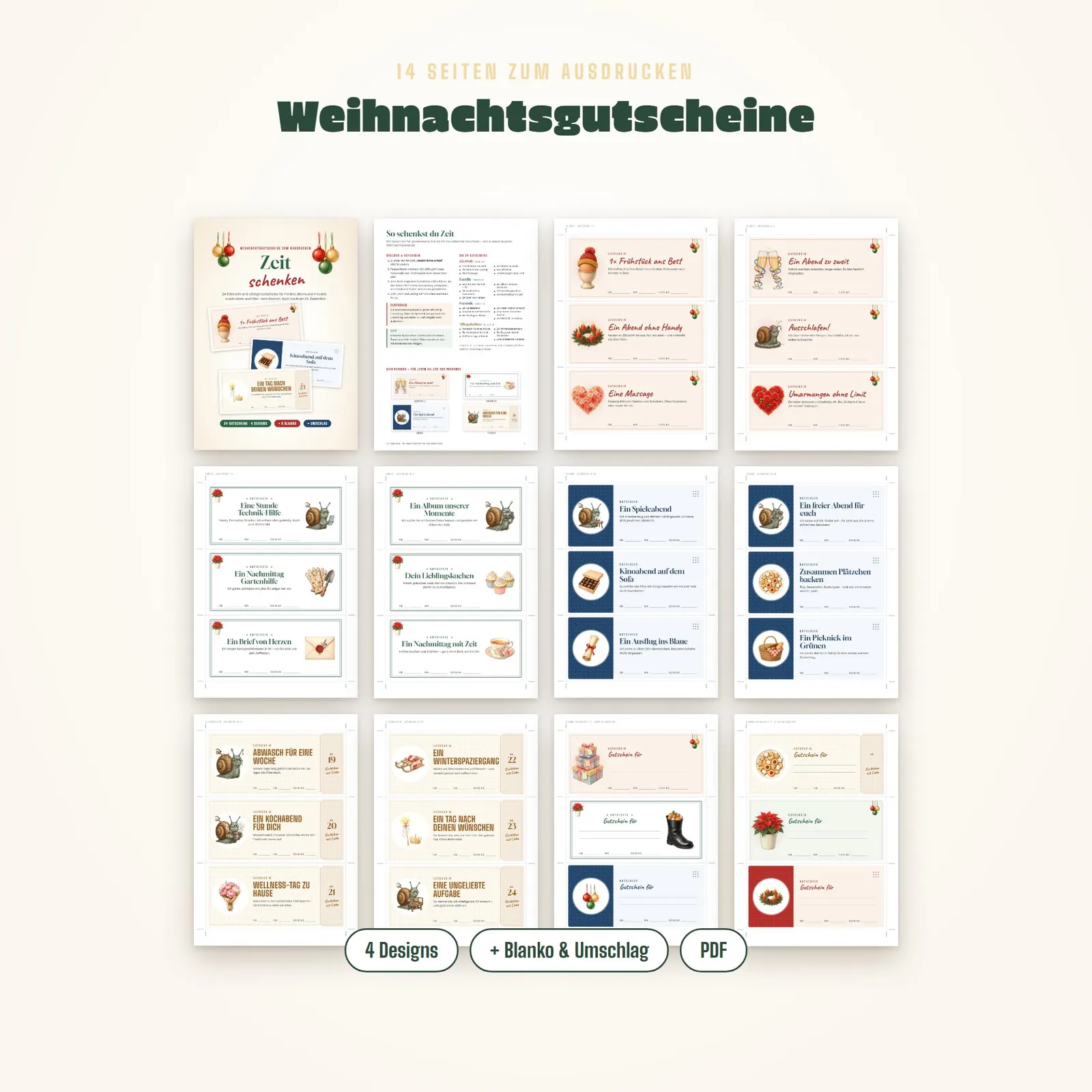 Weihnachtsgutscheine zum Ausdrucken – Zeit schenken – Einblick 1