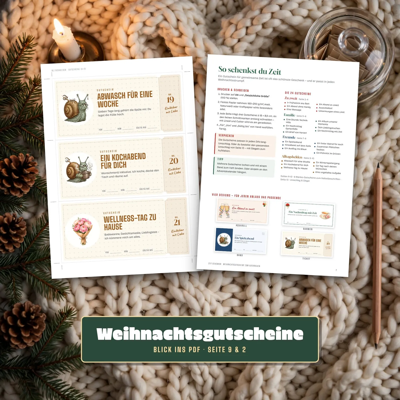 Weihnachtsgutscheine zum Ausdrucken – Zeit schenken – Einblick 3
