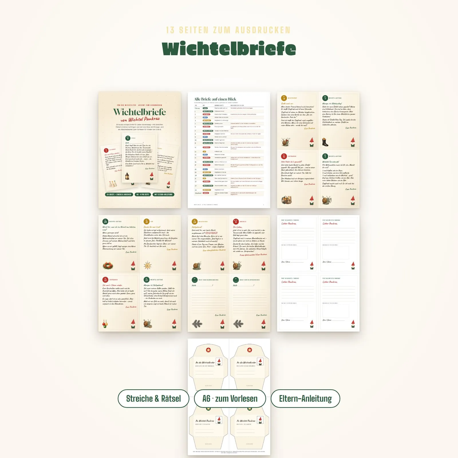 Wichtelbriefe zum Ausdrucken – 24 Briefe von Wichtel Pankraz – Einblick 1