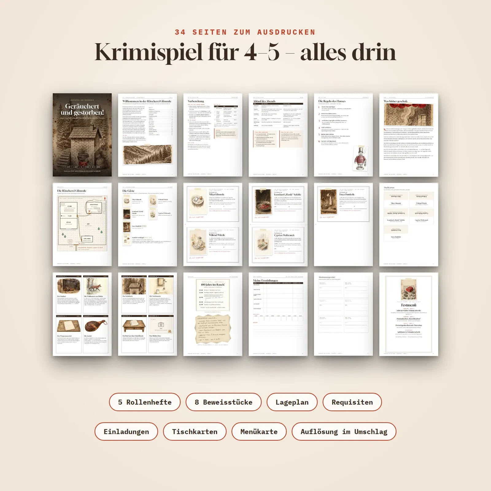 Krimi-Party für 4 Personen – Geräuchert und gestorben! – Einblick 1
