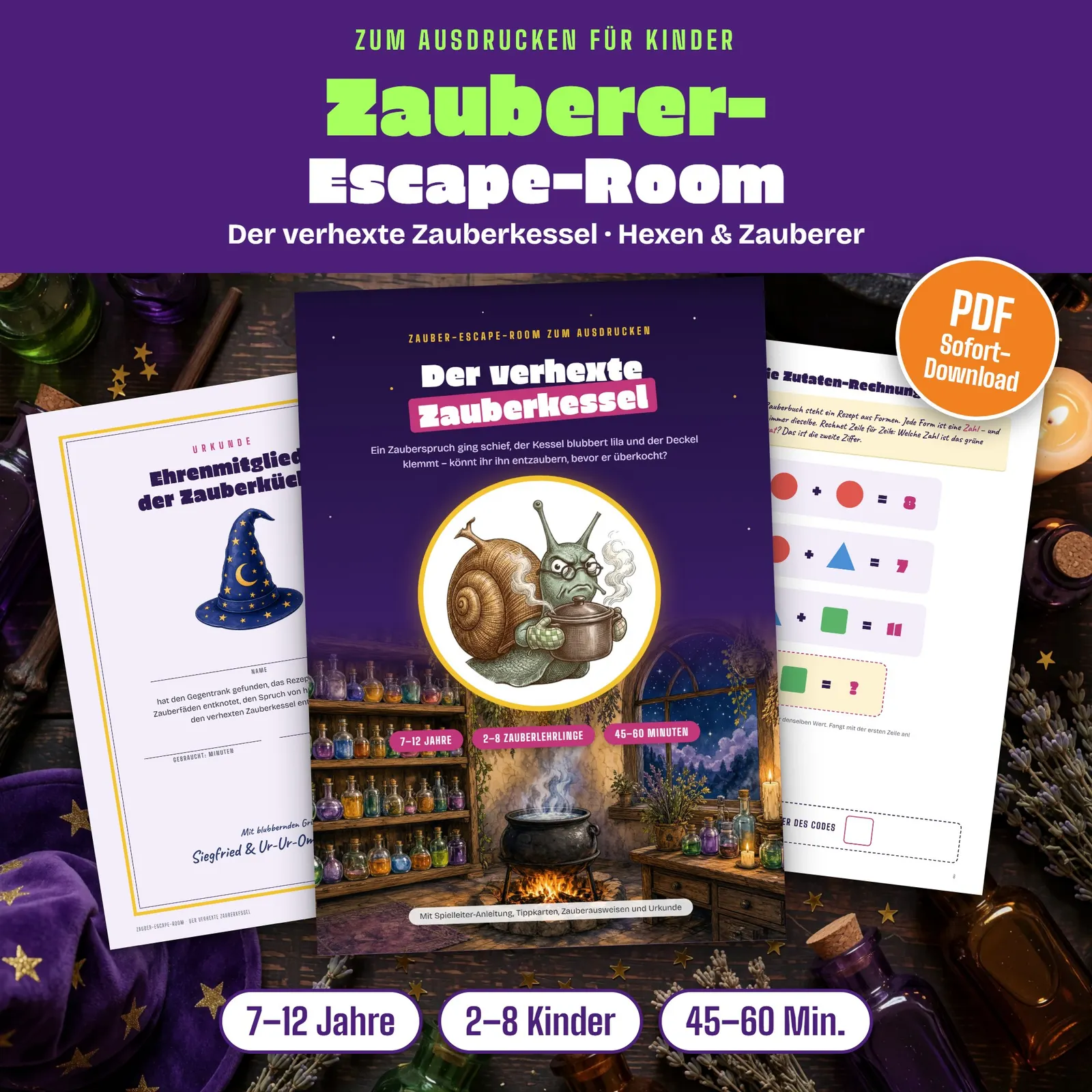Zauber-Escape-Room zum Ausdrucken – Der verhexte Zauberkessel Zauber-Escape-Room zum Ausdrucken – Der verhexte Zauberkessel – Titelbild