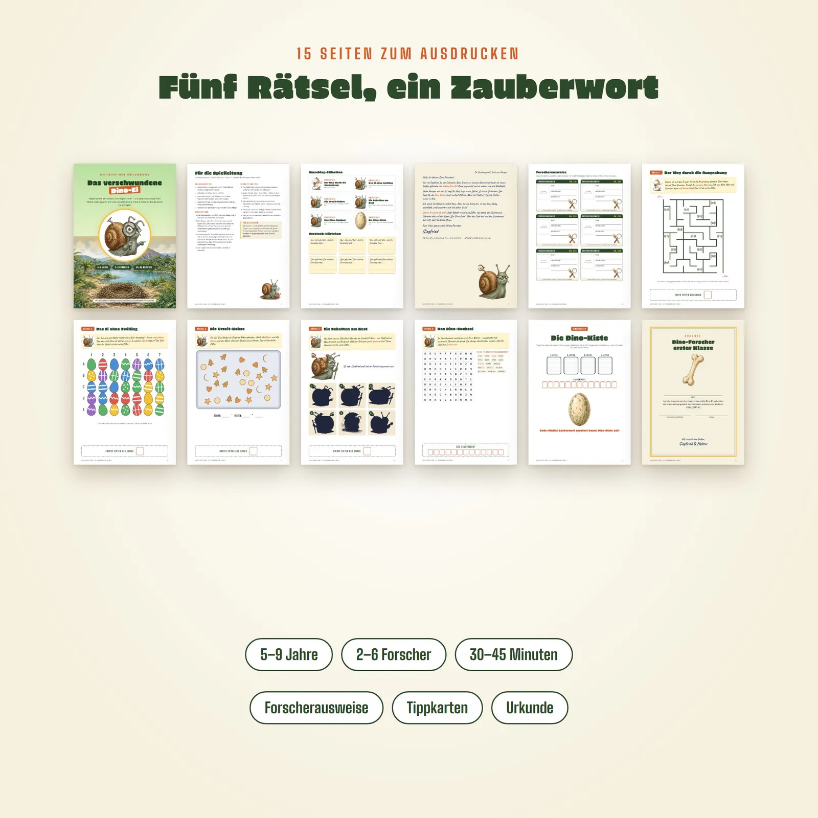 Dino-Escape-Room zum Ausdrucken – Das verschwundene Dino-Ei – Einblick 1