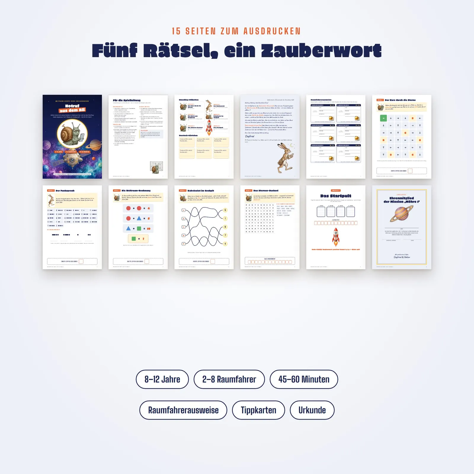 Weltraum-Escape-Room zum Ausdrucken – Notruf aus dem All – Einblick 1