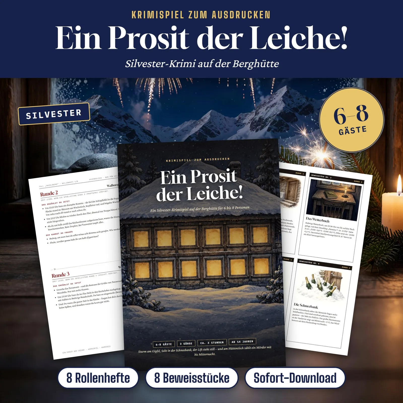 Silvester-Krimispiel für 6–8 Personen – Ein Prosit der Leiche! – Titelbild