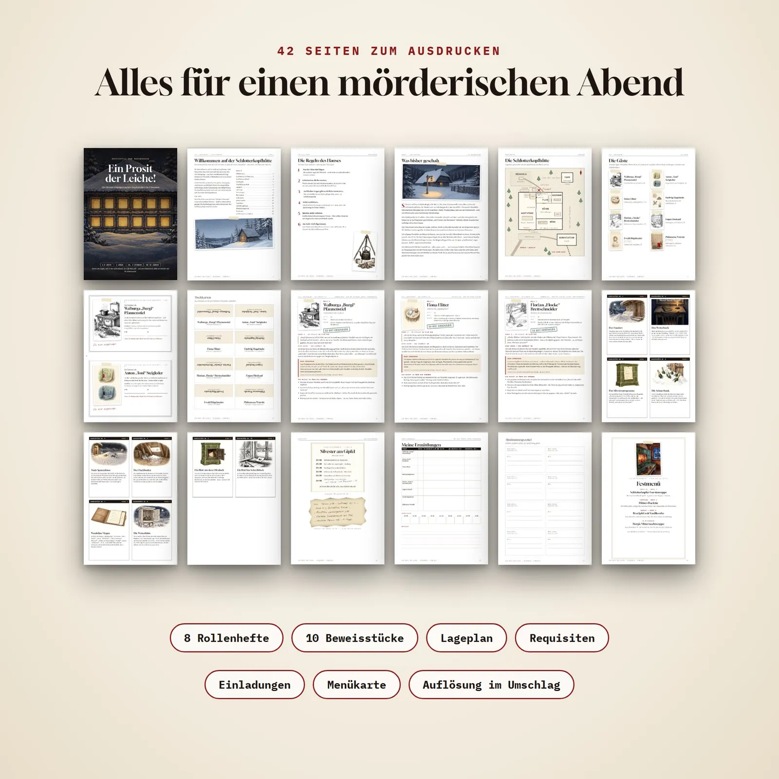 Silvester-Krimispiel für 6–8 Personen – Ein Prosit der Leiche! – Einblick 1