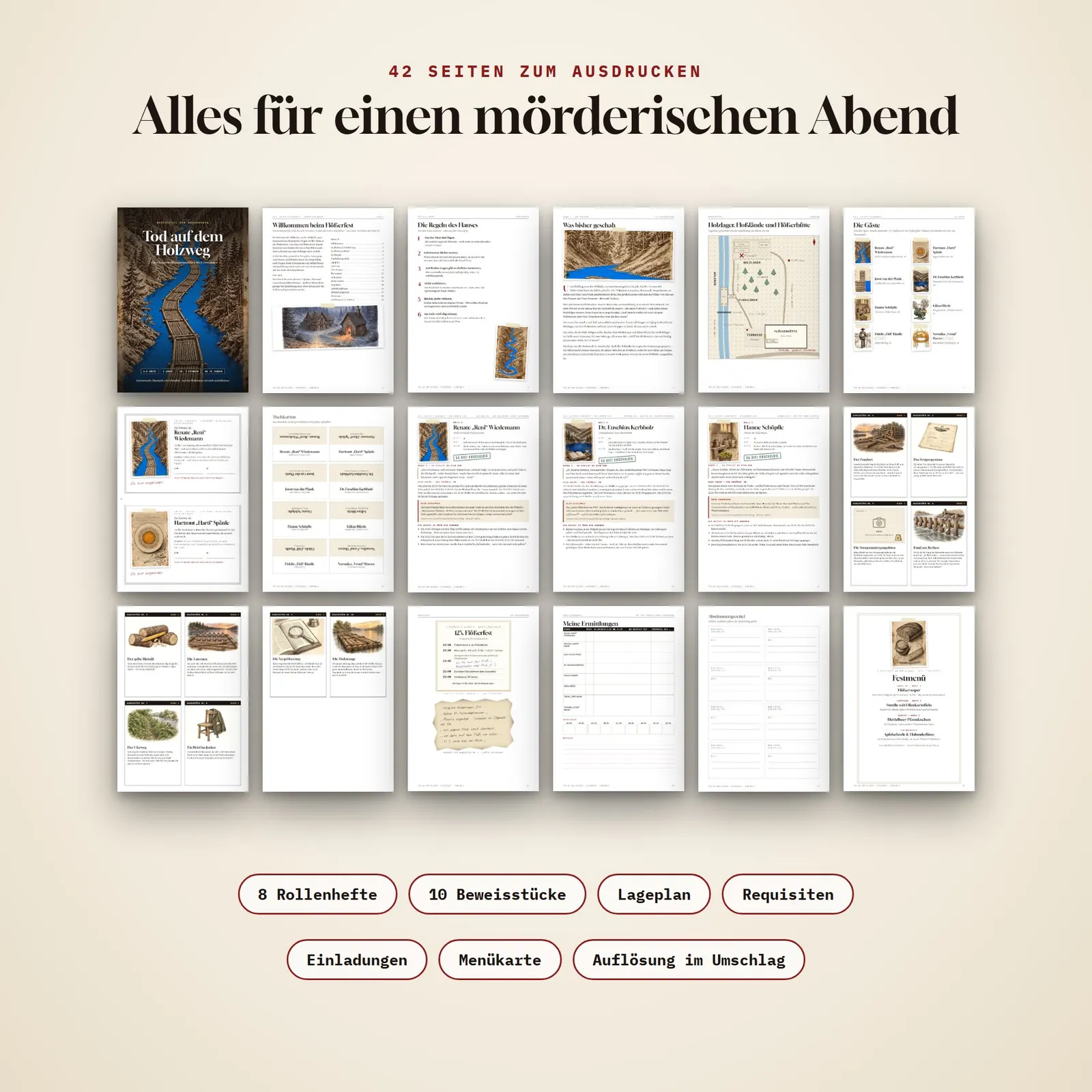 Sommer-Krimispiel zum Ausdrucken – Tod auf dem Holzweg Sommer-Krimispiel zum Ausdrucken – Tod auf dem Holzweg – Einblick 1