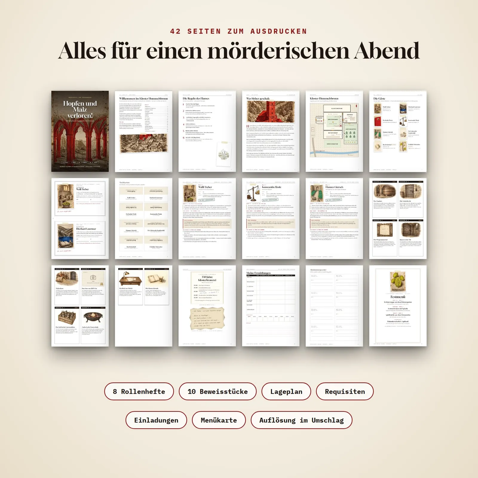Krimi-Party zum Ausdrucken – Hopfen und Malz verloren! – Einblick 1