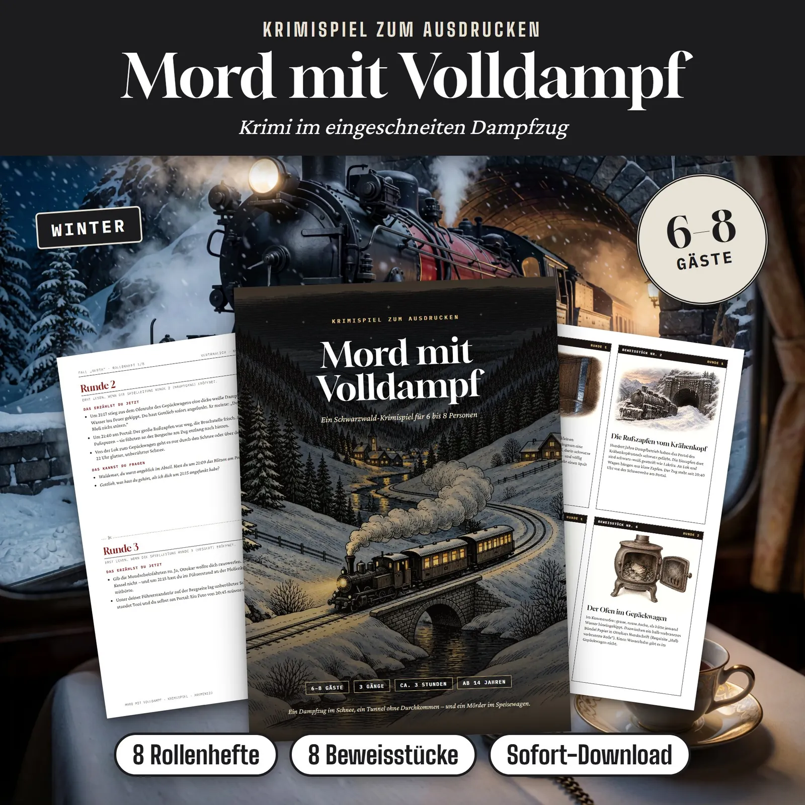 Krimispiel für 8 Personen – Mord mit Volldampf – Titelbild