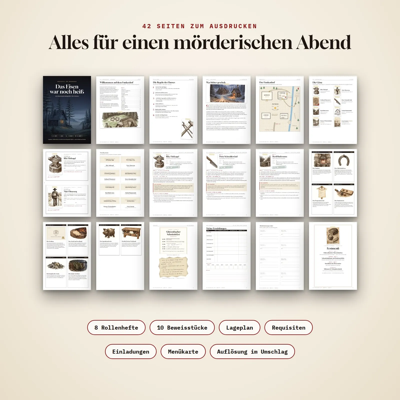 Krimi-Party-Spiel zum Ausdrucken – Das Eisen war noch heiß – Einblick 1