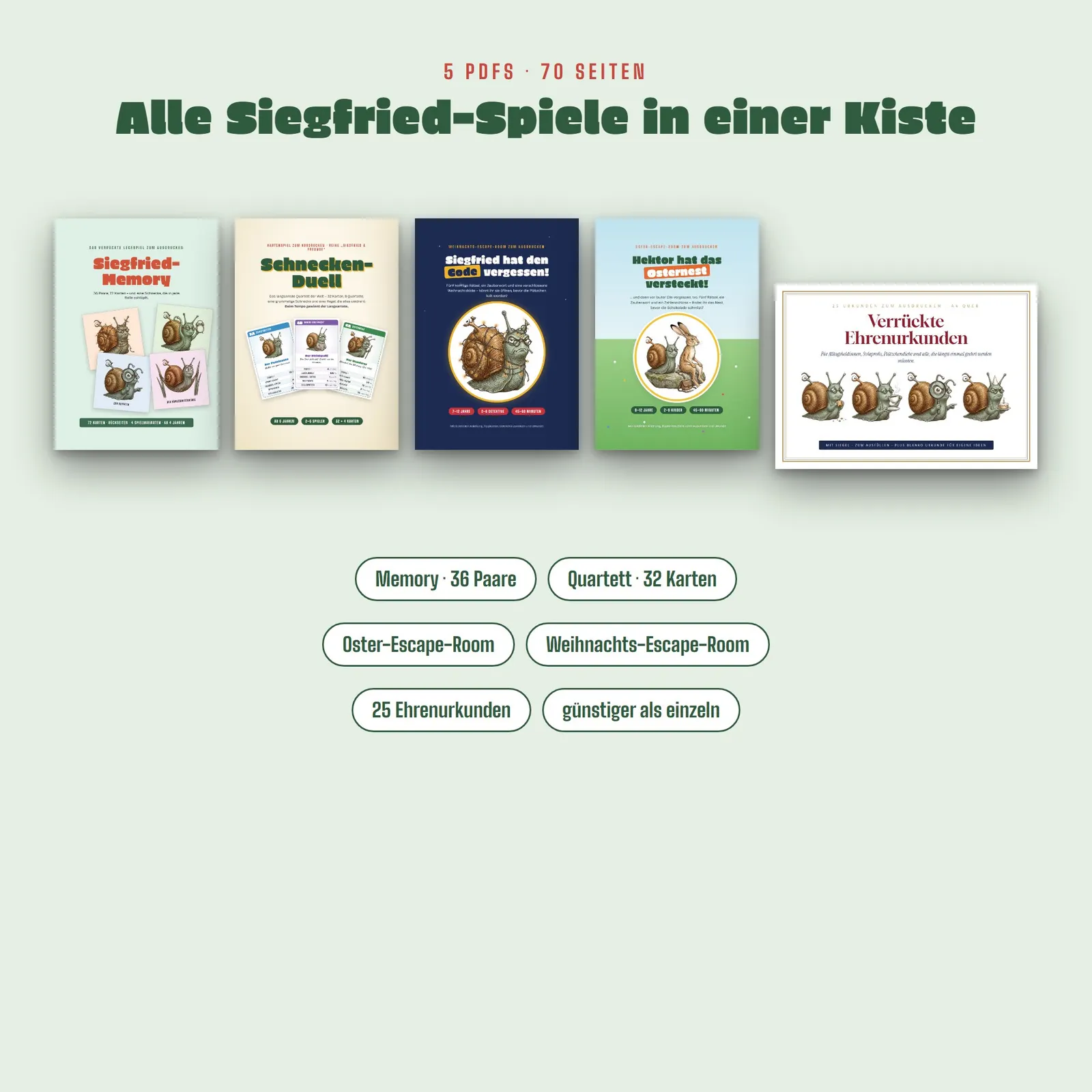 Spielebündel zum Ausdrucken – Siegfrieds Spielekiste mit 5 Spielen Spielebündel zum Ausdrucken – Siegfrieds Spielekiste mit 5 Spielen – Einblick 1