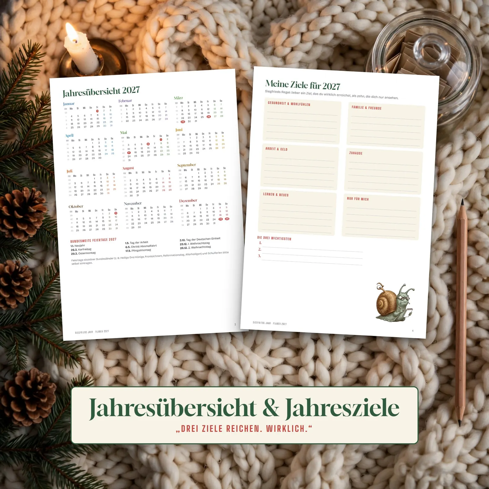 Jahresplaner 2027 zum Ausdrucken – Siegfrieds Jahr – Einblick 3