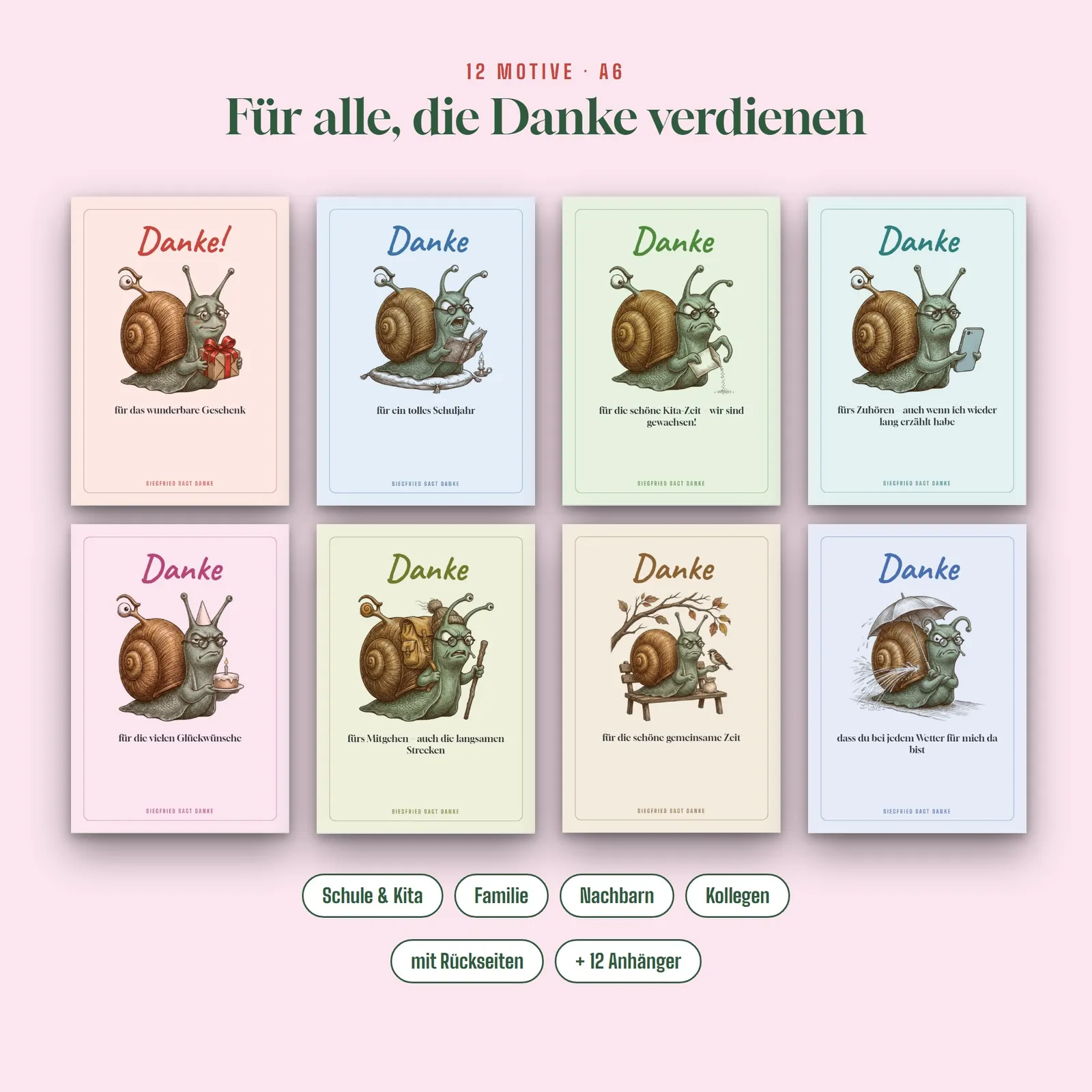 Dankeskarten zum Ausdrucken – Siegfried sagt Danke – Einblick 1