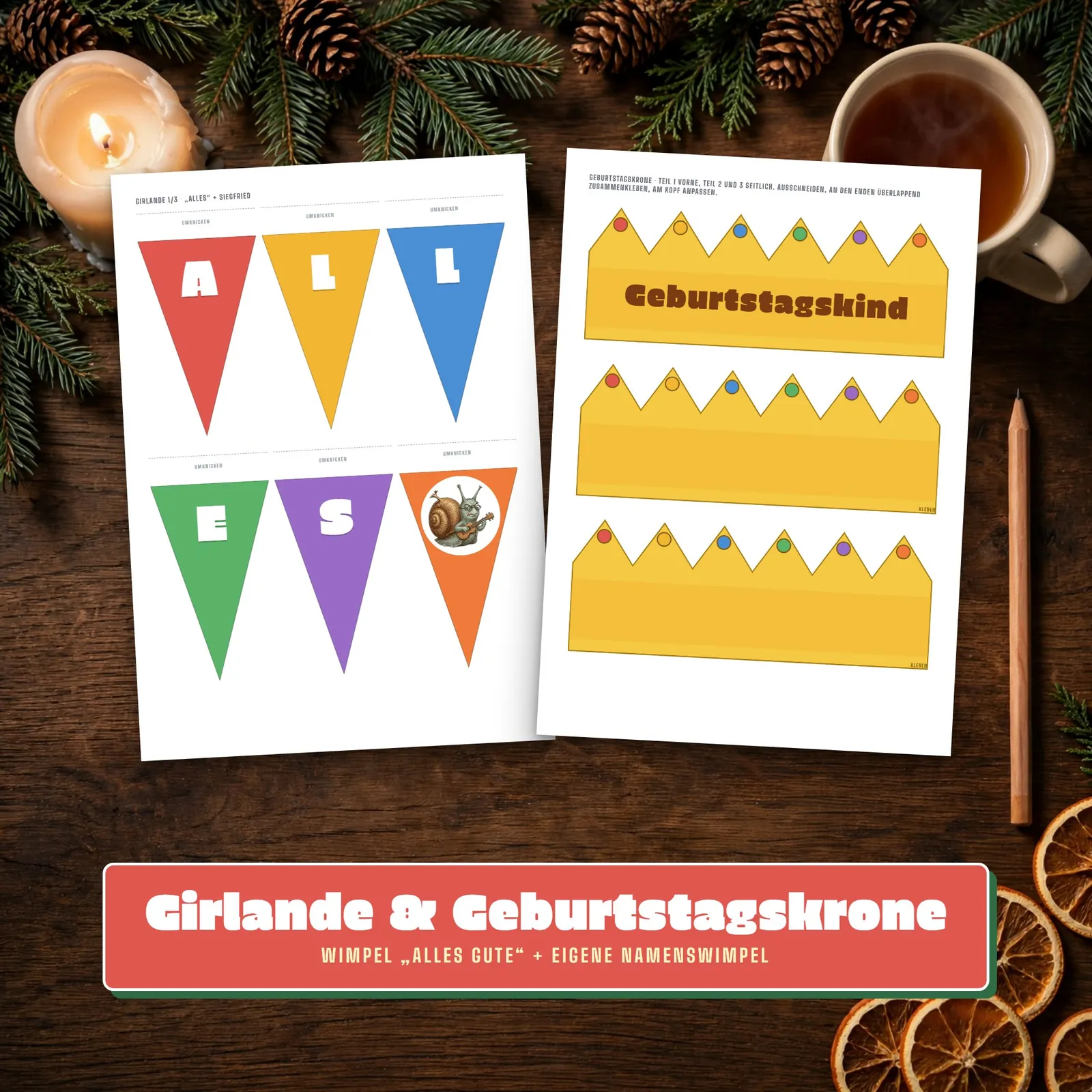Kindergeburtstag-Set zum Ausdrucken – Siegfried feiert mit – Einblick 2