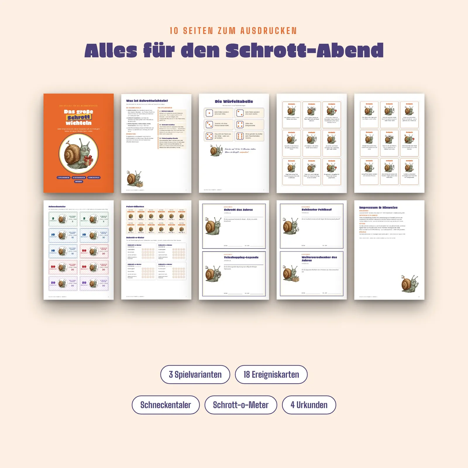 Schrottwichteln Spielset zum Ausdrucken – Das große Schrottwichteln Schrottwichteln Spielset zum Ausdrucken – Das große Schrottwichteln – Einblick 1