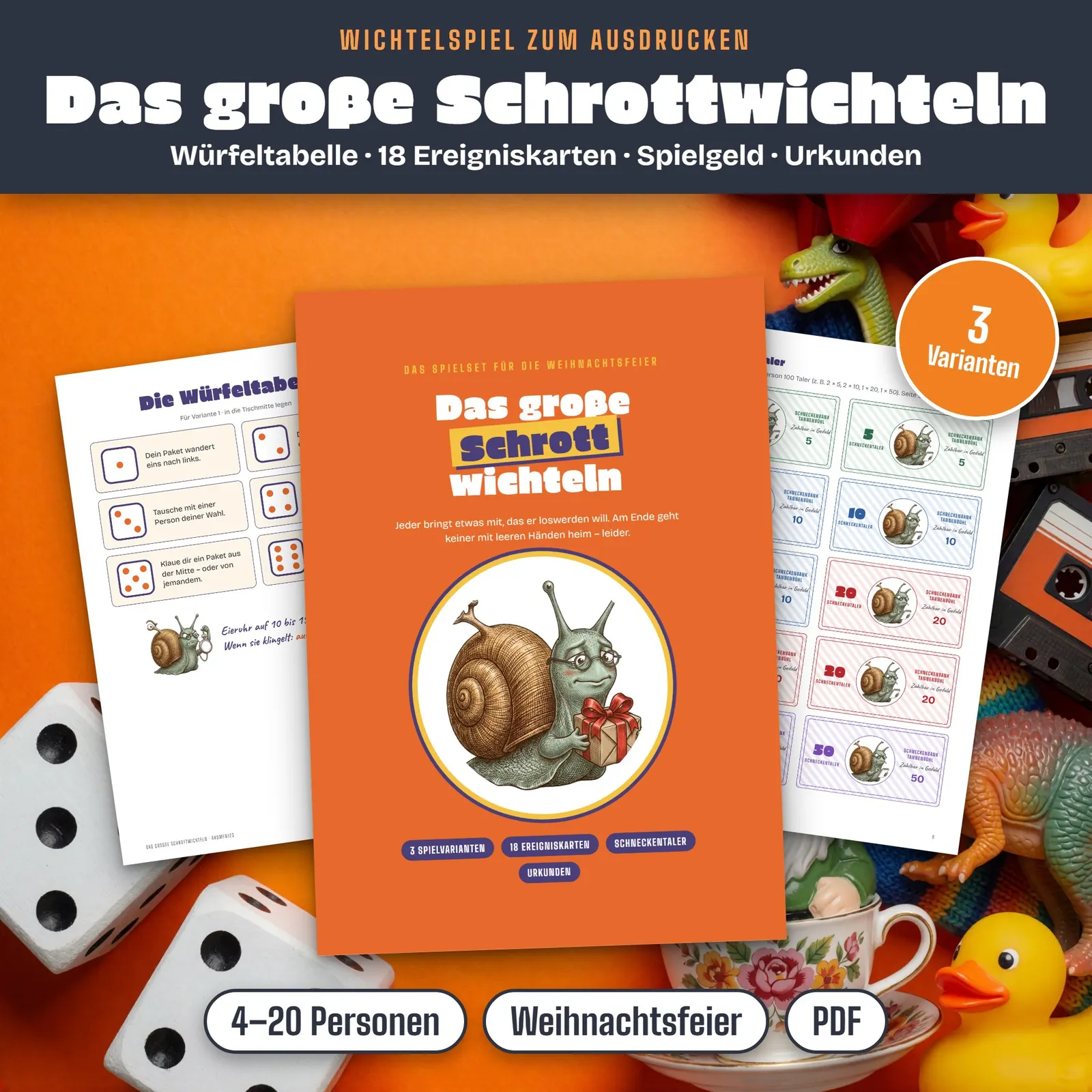 Schrottwichteln Spielset zum Ausdrucken – Das große Schrottwichteln Schrottwichteln Spielset zum Ausdrucken – Das große Schrottwichteln – Titelbild