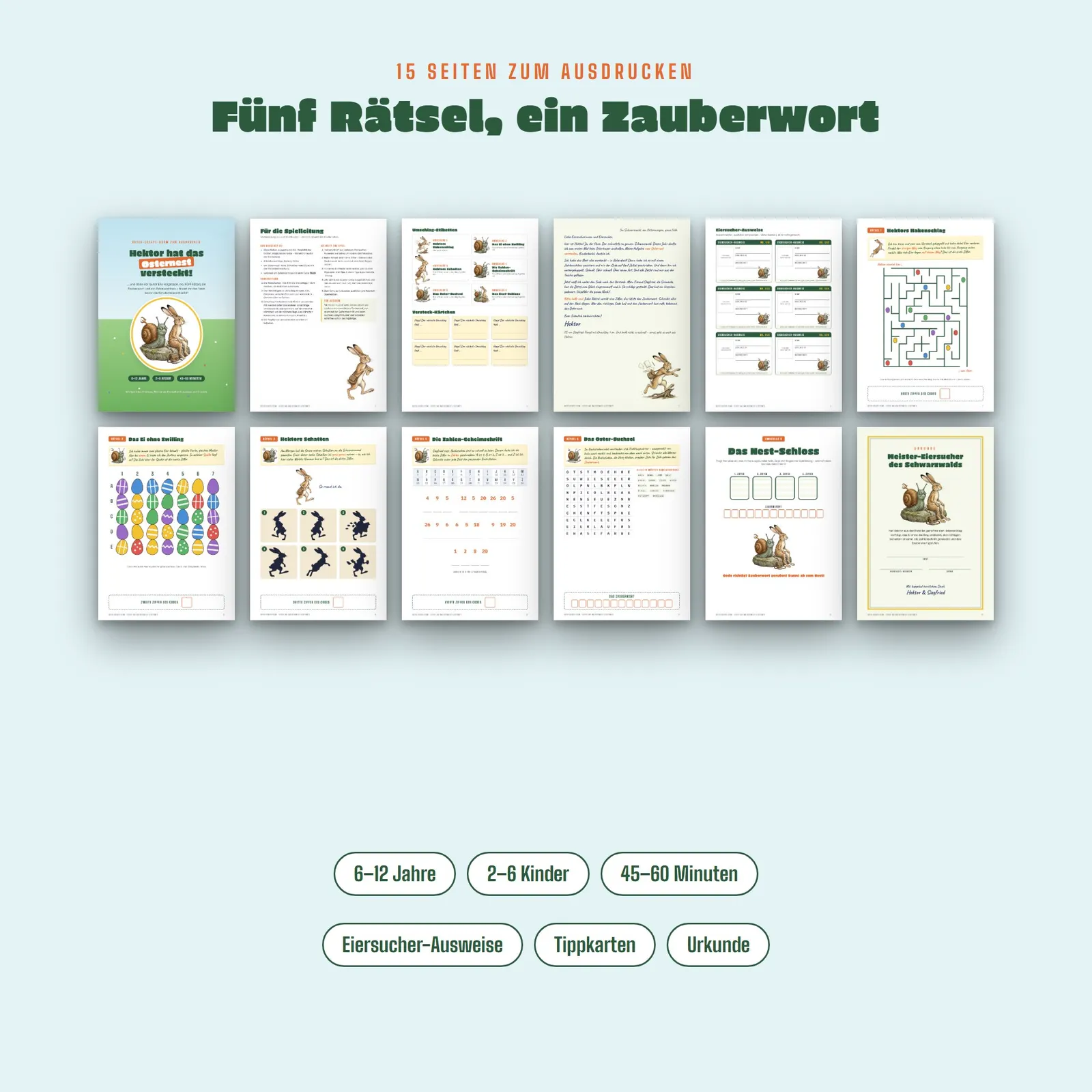 Oster-Escape-Room für Kinder zum Ausdrucken – Hektors Osternest Oster-Escape-Room für Kinder zum Ausdrucken – Hektors Osternest – Einblick 1