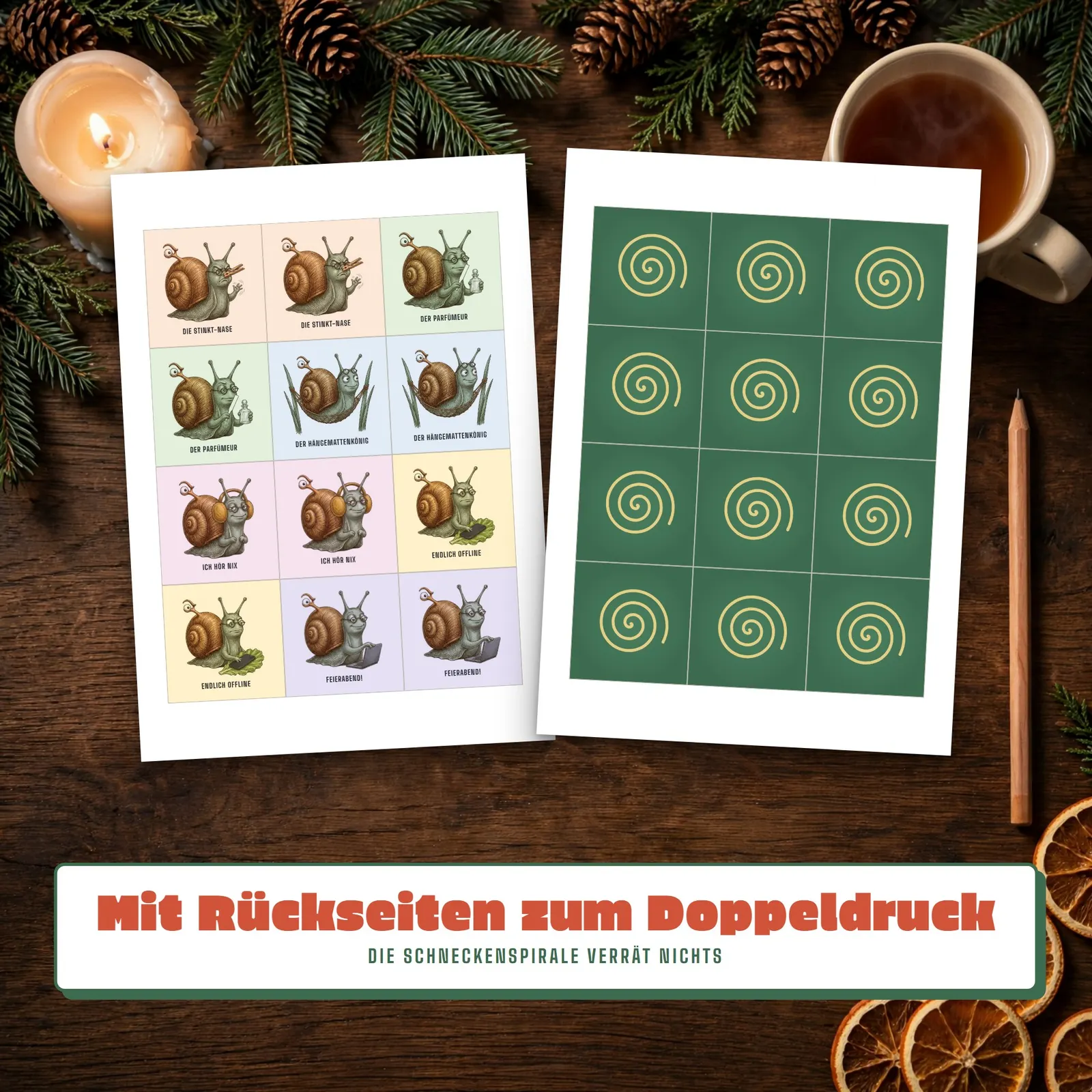 Memory zum Ausdrucken – Siegfried-Memory mit 36 Schnecken-Paaren – Einblick 2