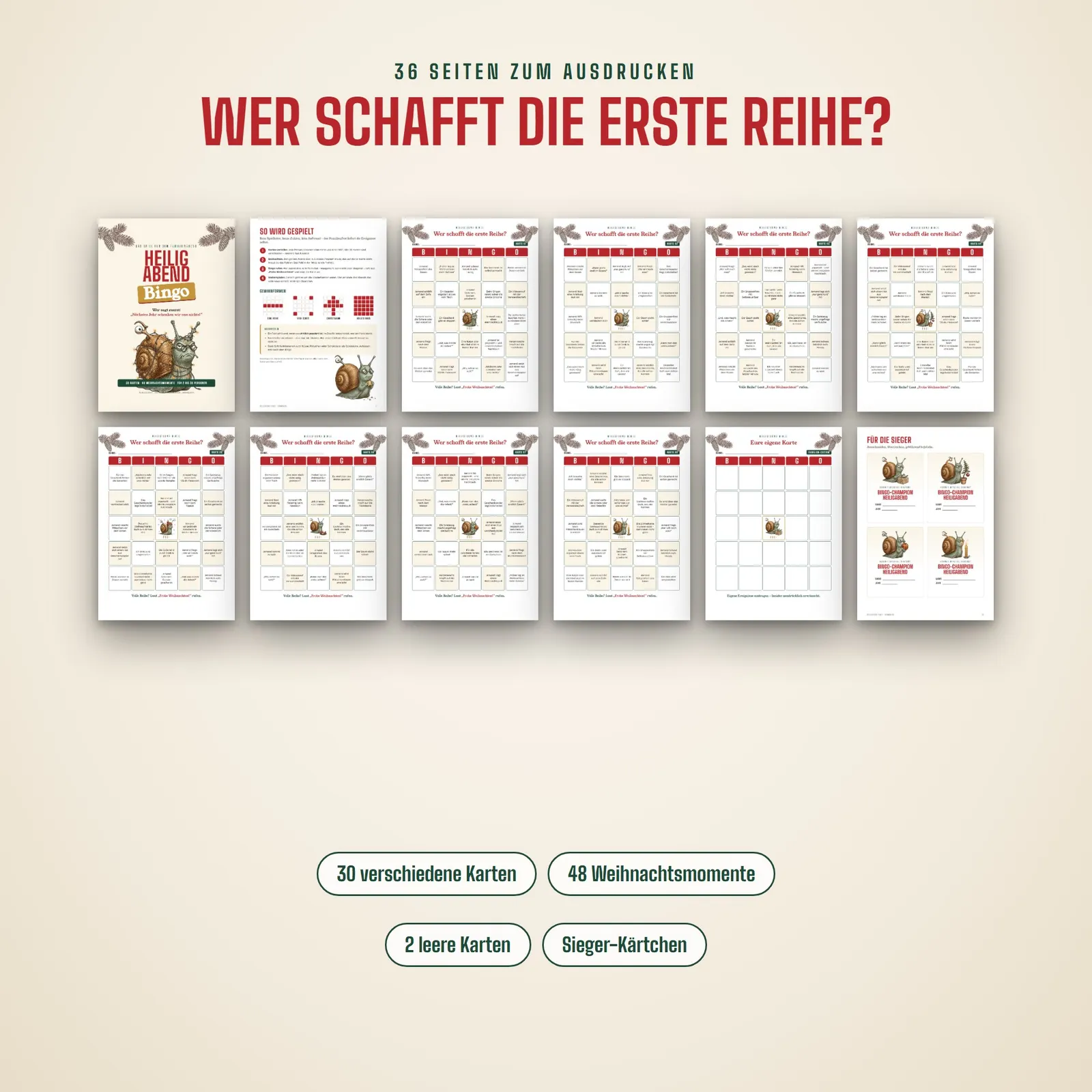 Weihnachtsbingo zum Ausdrucken – Heiligabend-Bingo für die Familie Weihnachtsbingo zum Ausdrucken – Heiligabend-Bingo für die Familie – Einblick 1