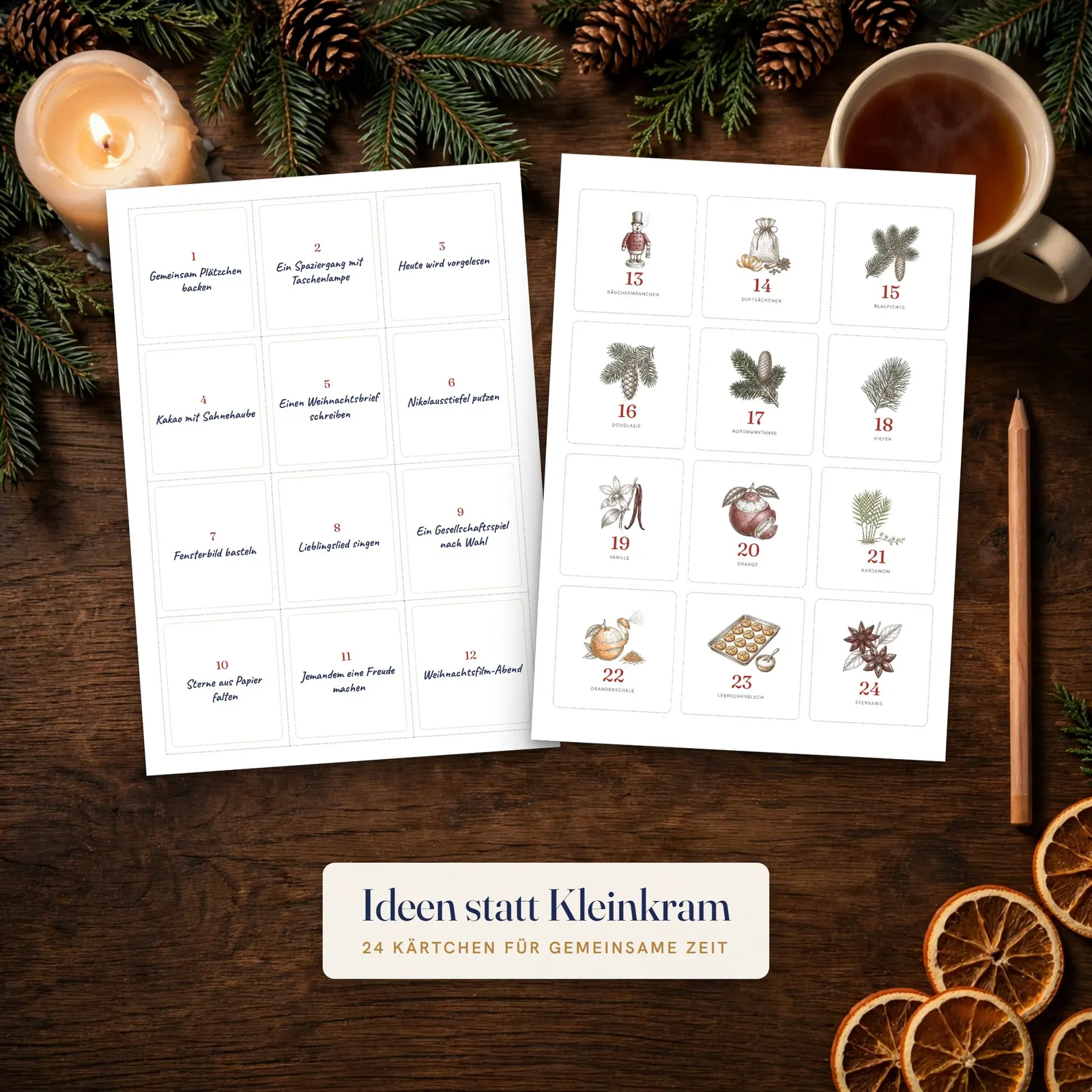 Adventskalender-Zahlen 1–24 zum Ausdrucken – botanische Wintermotive – Einblick 3