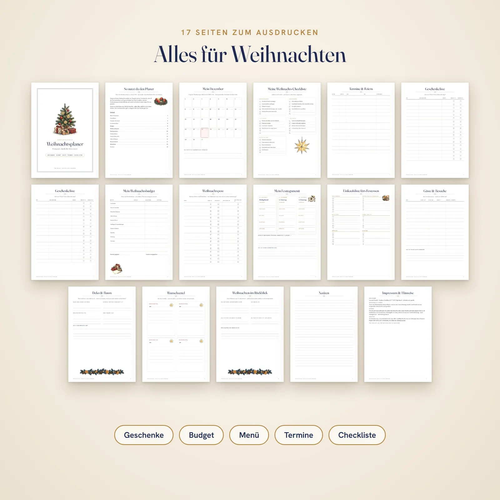 Weihnachts-Bundle zum Ausdrucken – von der Planung bis Dreikönig – Einblick 1